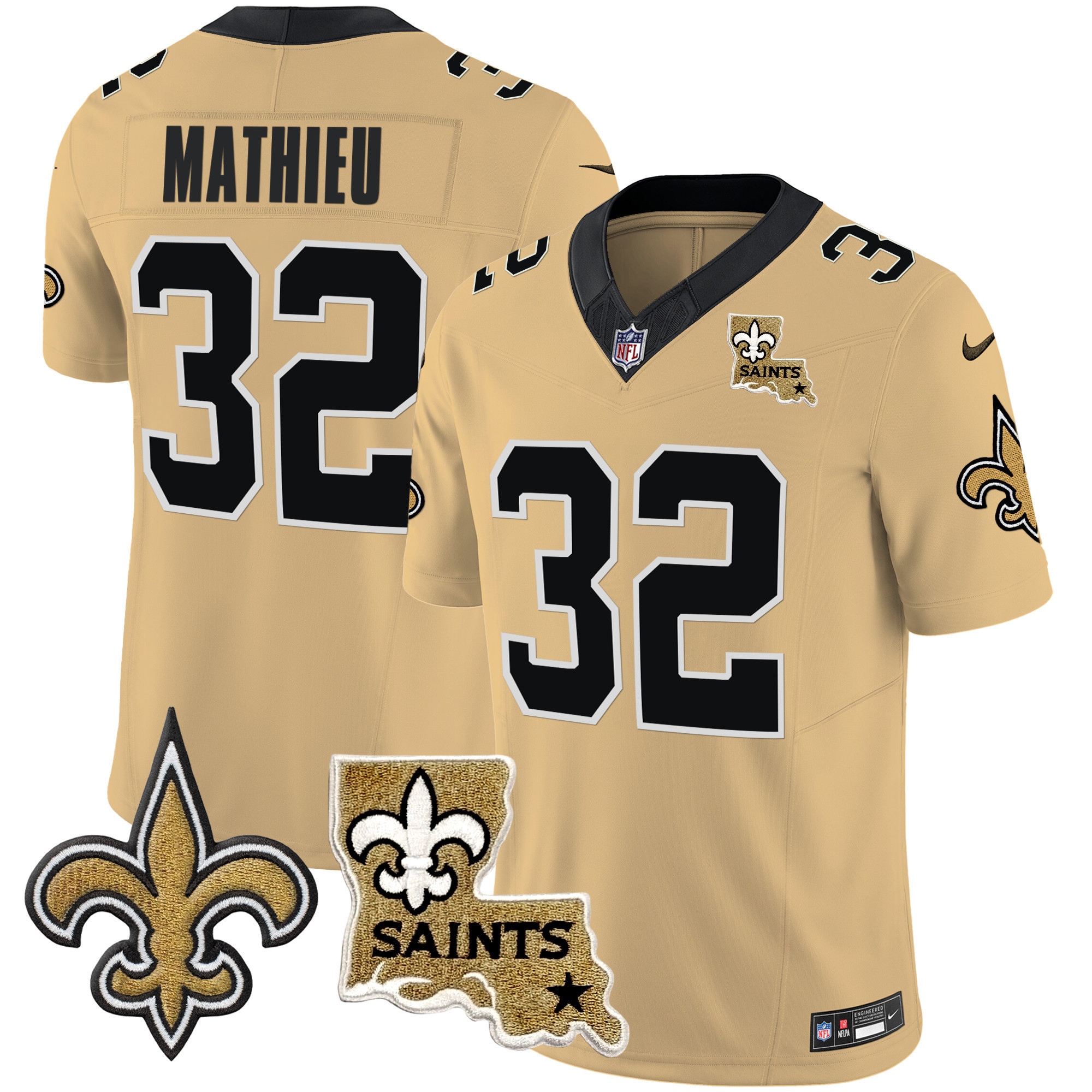 Tyrann Mathieu Men's New Orleans Saints Vapor Limited Gold Jersey - All Stitched
