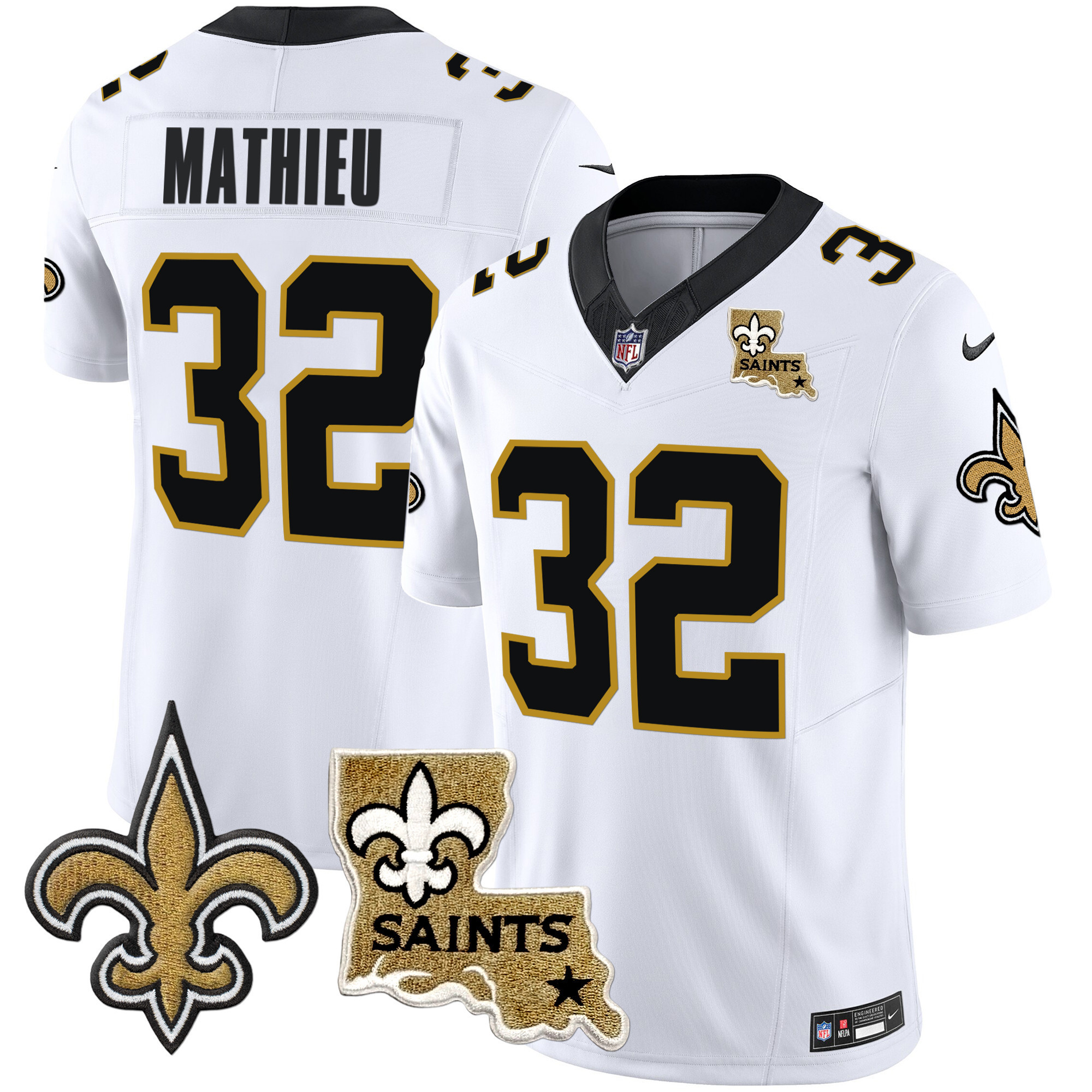 Tyrann Mathieu Men's New Orleans Saints Vapor Limited White Jersey - All Stitched