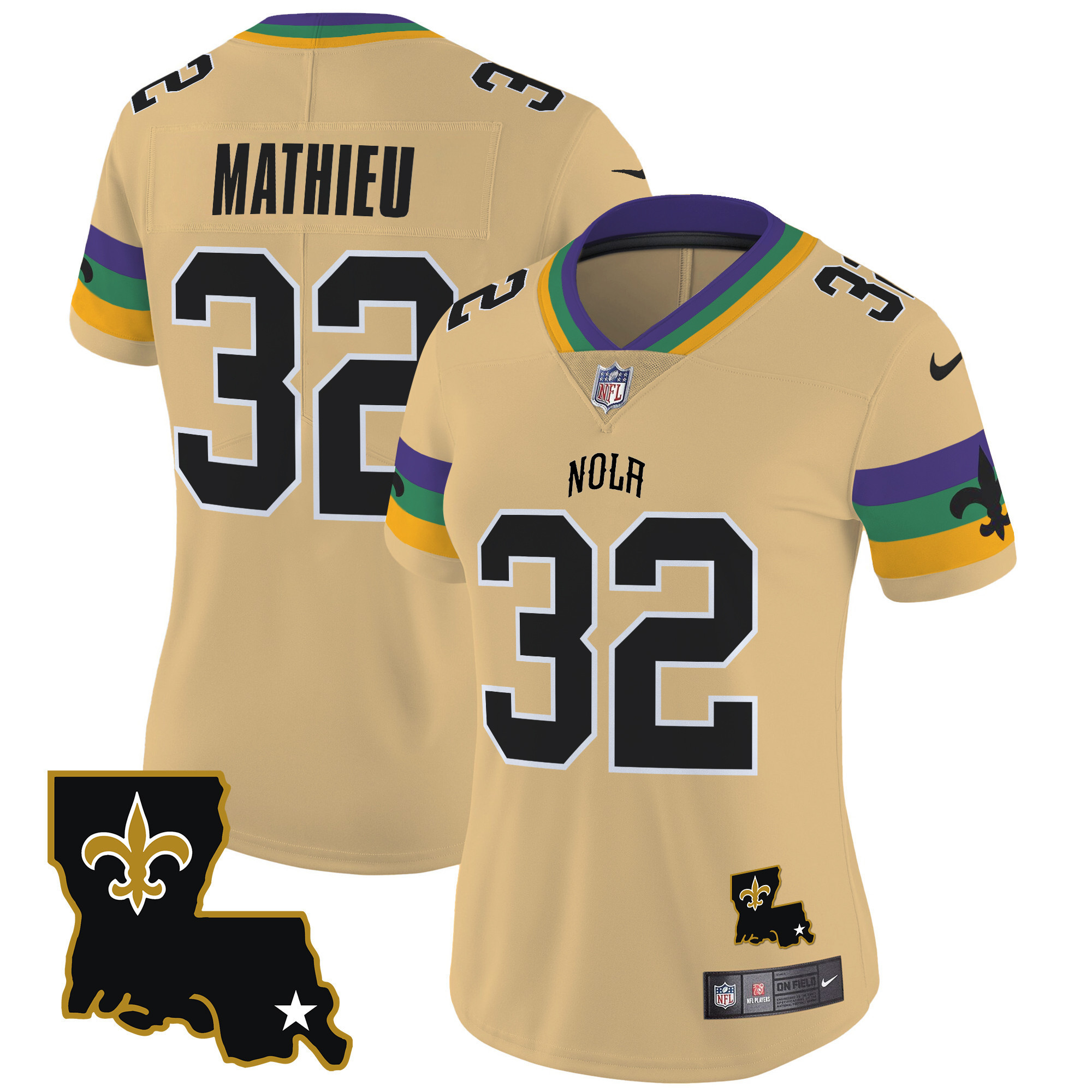 Tyrann Mathieu Women's New Orleans Saints 2024 New Orleans City Vapor Limited Gold Jersey - All Stitched