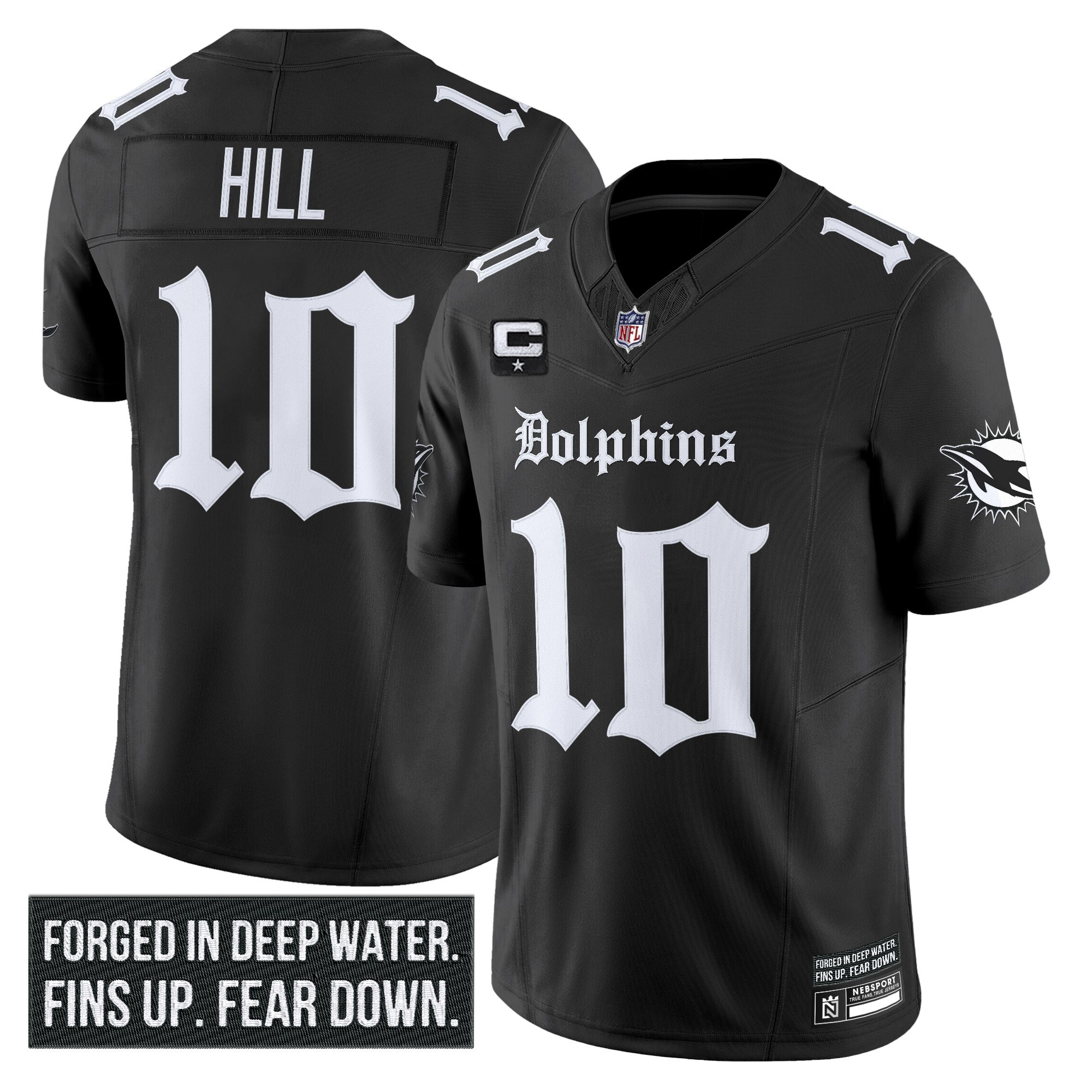 Tyreek Hill Men's Miami Dolphins 'Gothic Deep Water Edition' Vapor Limited Black Jersey - All Stitched