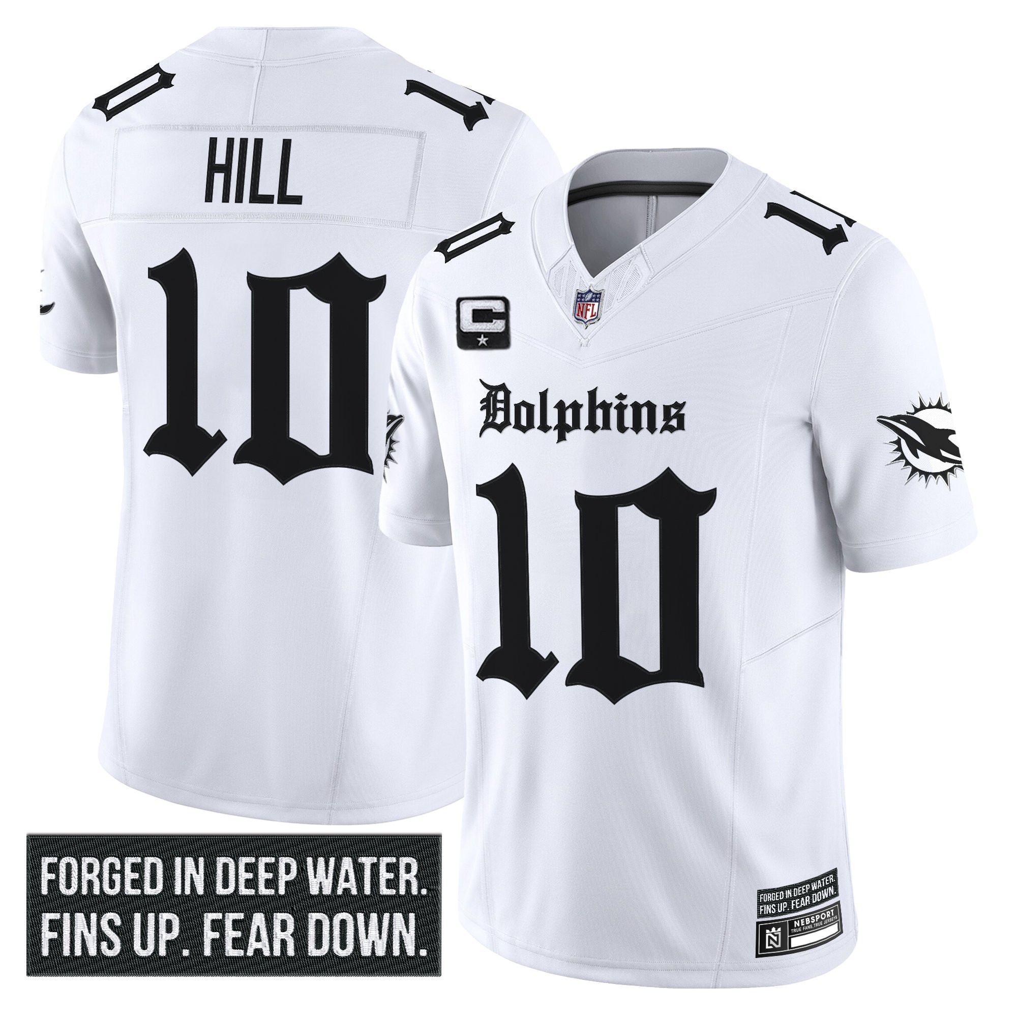 Tyreek Hill Men's Miami Dolphins 'Gothic Deep Water Edition' Vapor Limited White Jersey - All Stitched