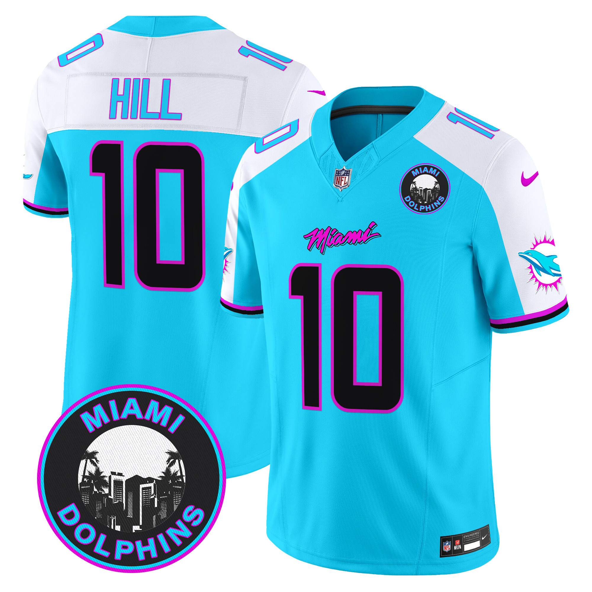 Tyreek Hill Men's Miami Dolphins "Miami Vice" Vapor Limited Aqua Alternate Jersey - All Stitched
