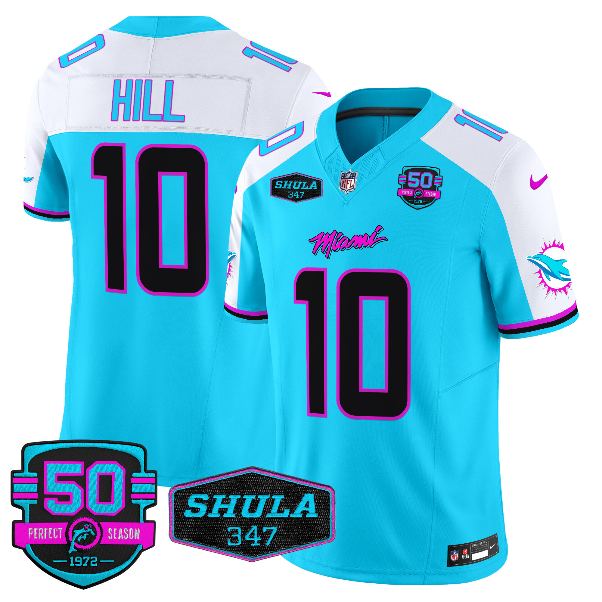 Tyreek Hill Men's Miami Dolphins "Miami Vice" Vapor Limited Aqua Alternate Jersey - All Stitched