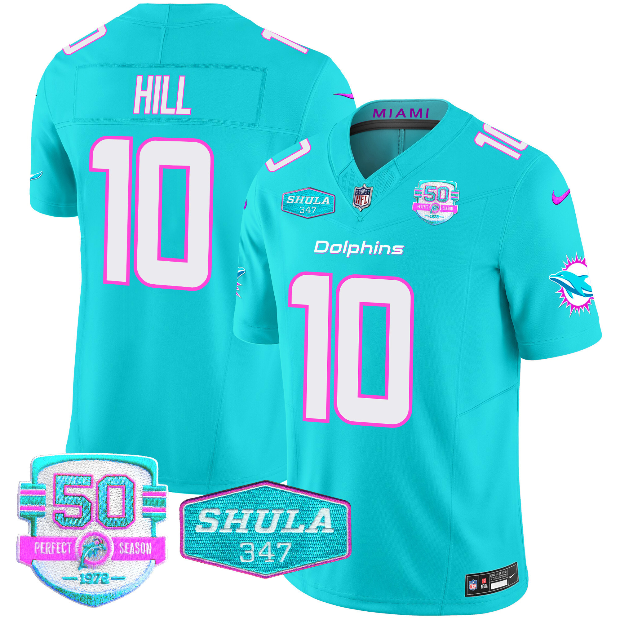 Tyreek Hill Men's Miami Dolphins "Miami Vice" Vapor Limited Aqua Jersey - All Stitched