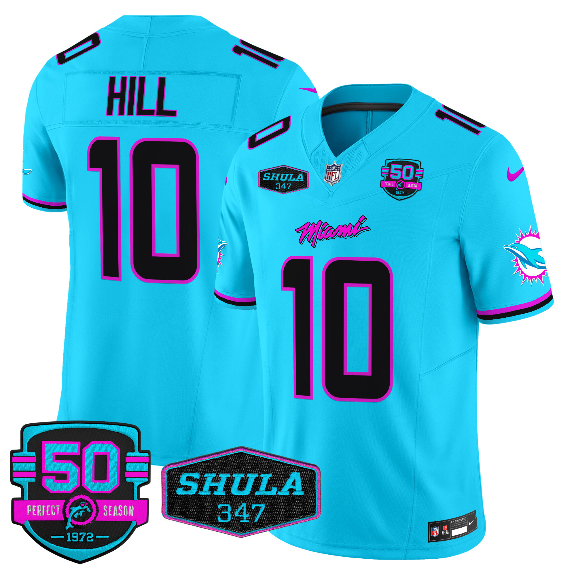 Tyreek Hill Men's Miami Dolphins "Miami Vice" Vapor Limited Aqua Jersey - All Stitched