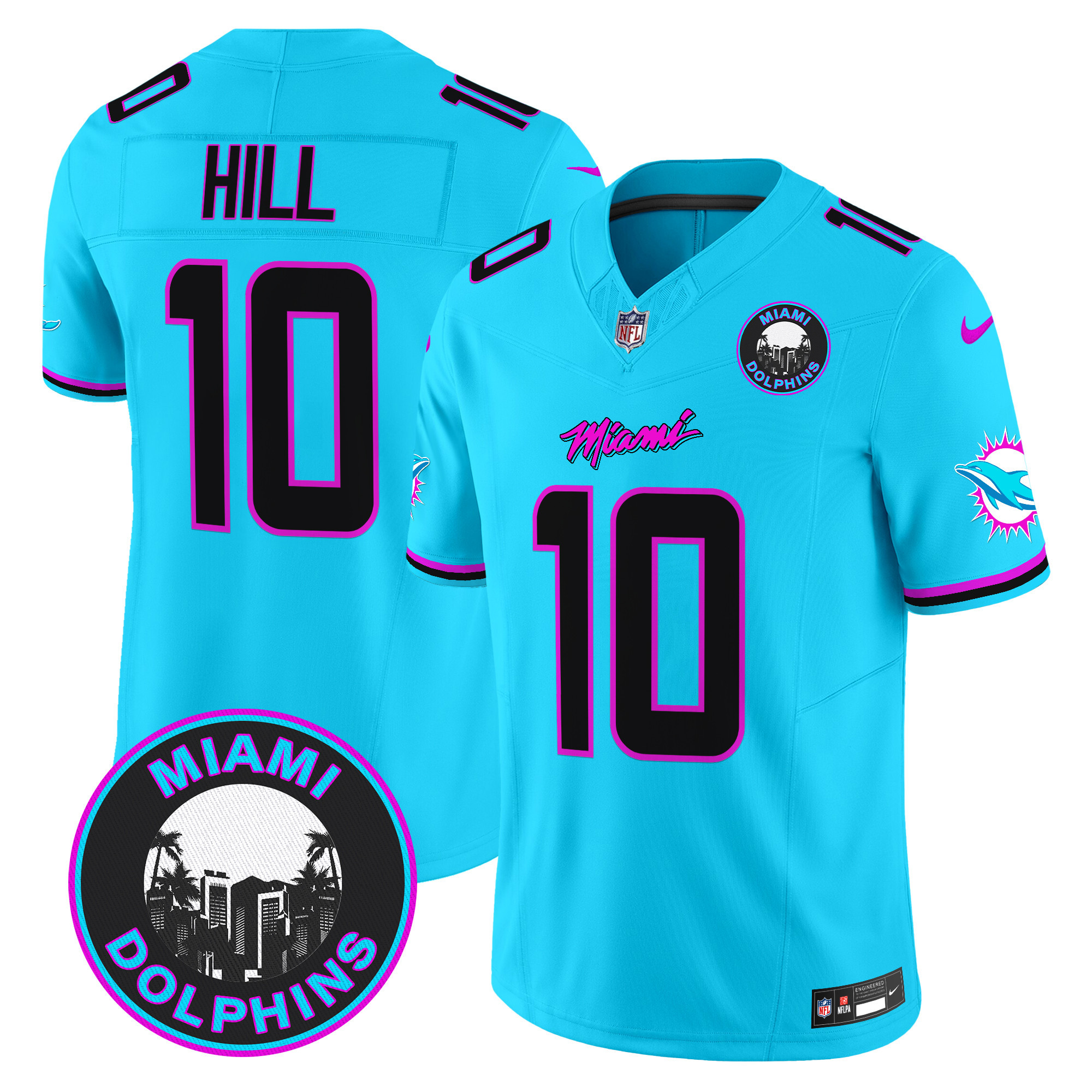 Tyreek Hill Men's Miami Dolphins "Miami Vice" Vapor Limited Aqua Jersey - All Stitched