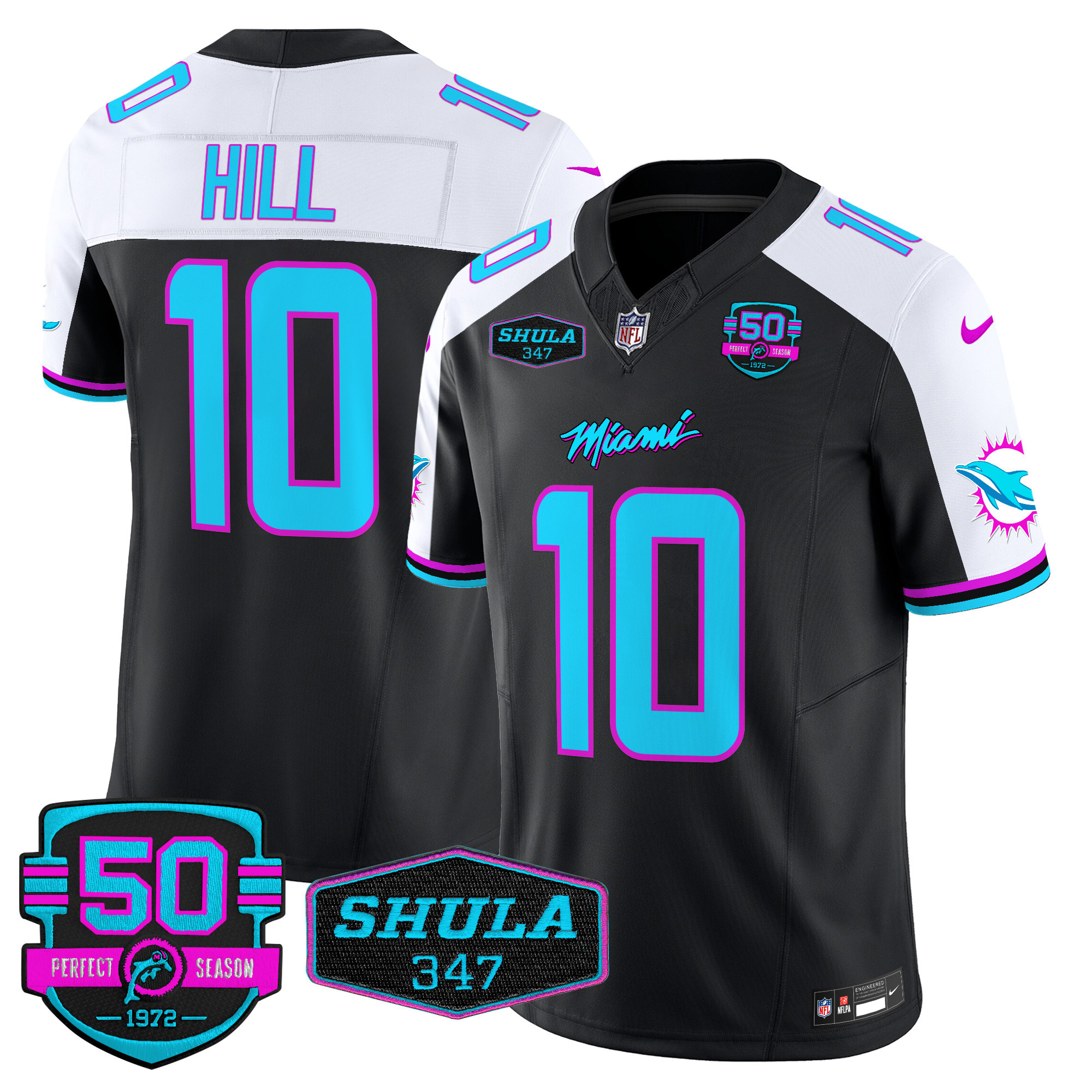 Tyreek Hill Men's Miami Dolphins "Miami Vice" Vapor Limited Black Alternate Jersey - All Stitched