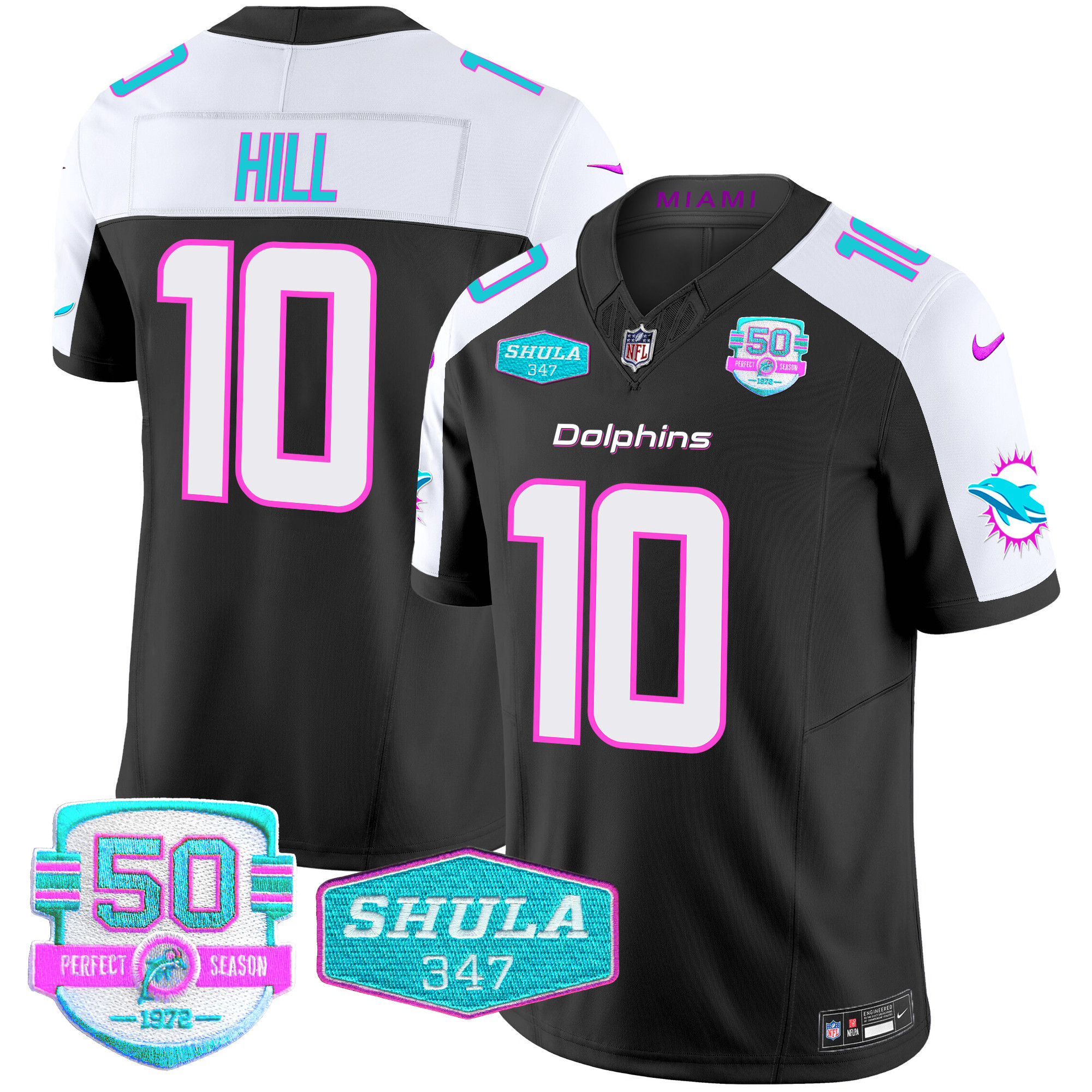 Tyreek Hill Men's Miami Dolphins "Miami Vice" Vapor Limited Black Alternate Jersey - All Stitched