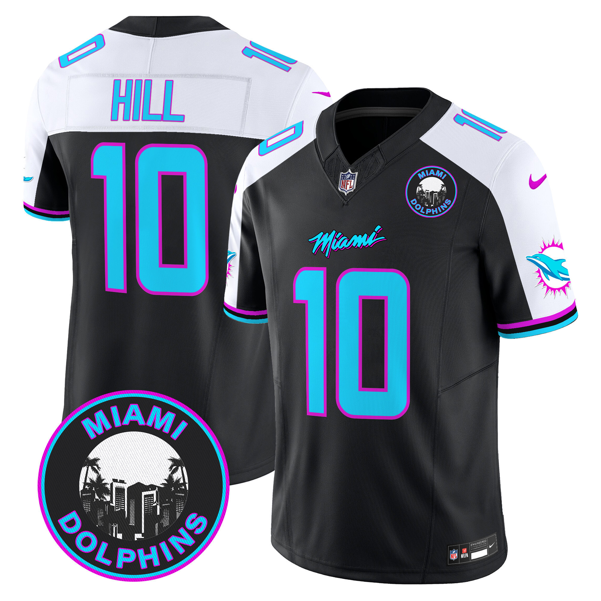 Tyreek Hill Men's Miami Dolphins "Miami Vice" Vapor Limited Black Alternate Jersey - All Stitched