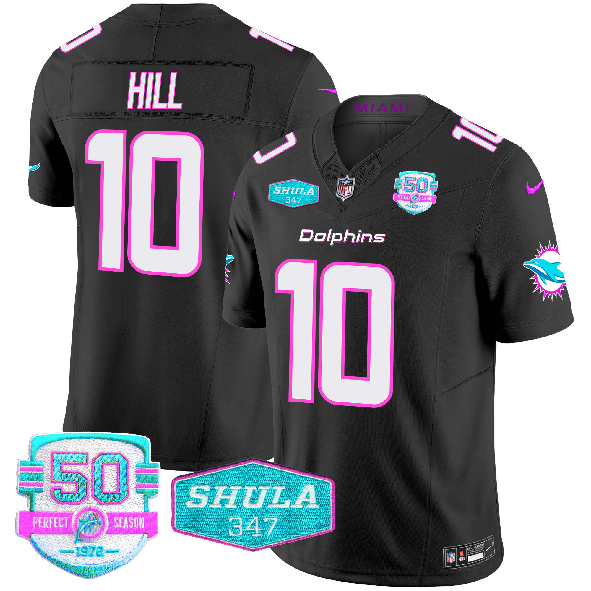 Tyreek Hill Men's Miami Dolphins "Miami Vice" Vapor Limited Black Jersey - All Stitched