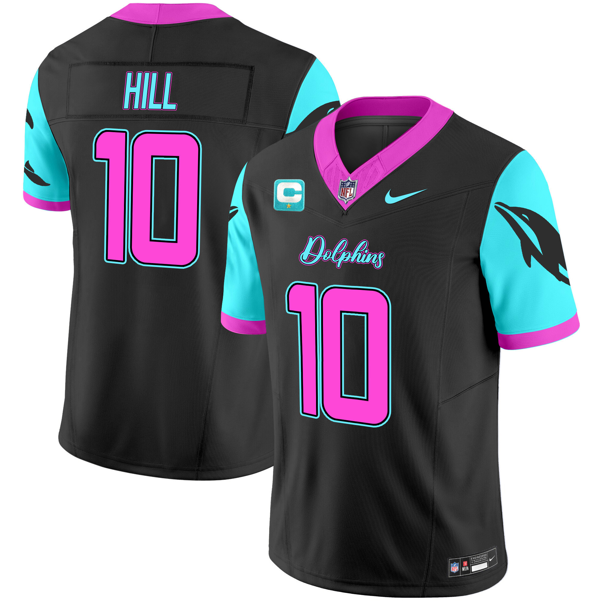 Tyreek Hill Men's Miami Dolphins "Miami Vice" Vapor Limited Black Jersey - All Stitched
