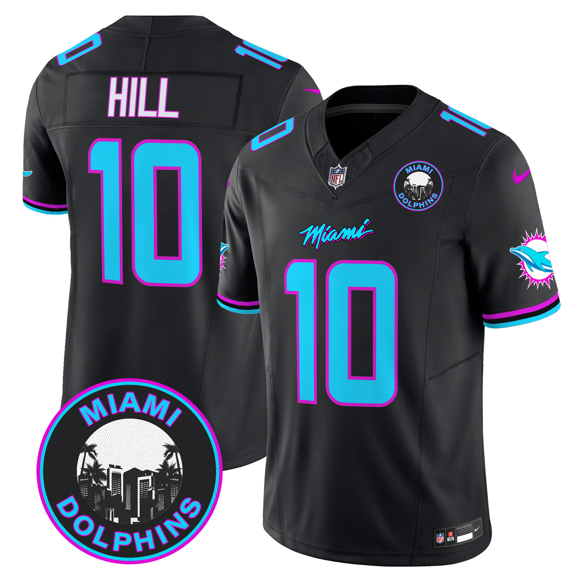Tyreek Hill Men's Miami Dolphins "Miami Vice" Vapor Limited Black Jersey - All Stitched