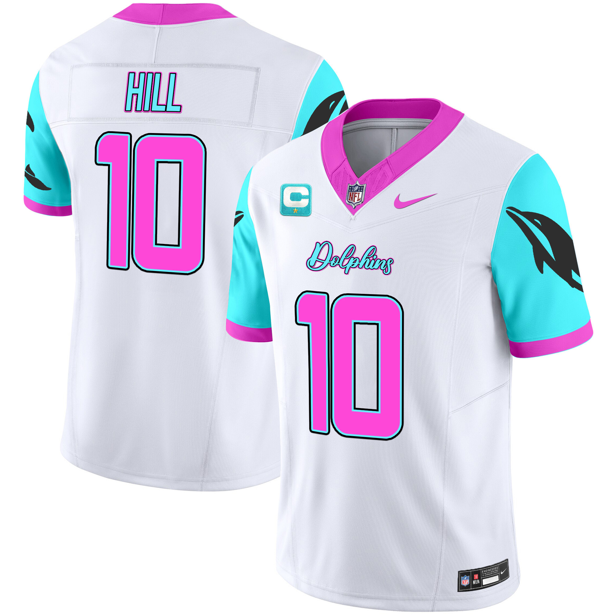 Tyreek Hill Men's Miami Dolphins "Miami Vice" Vapor Limited White Jersey - All Stitched