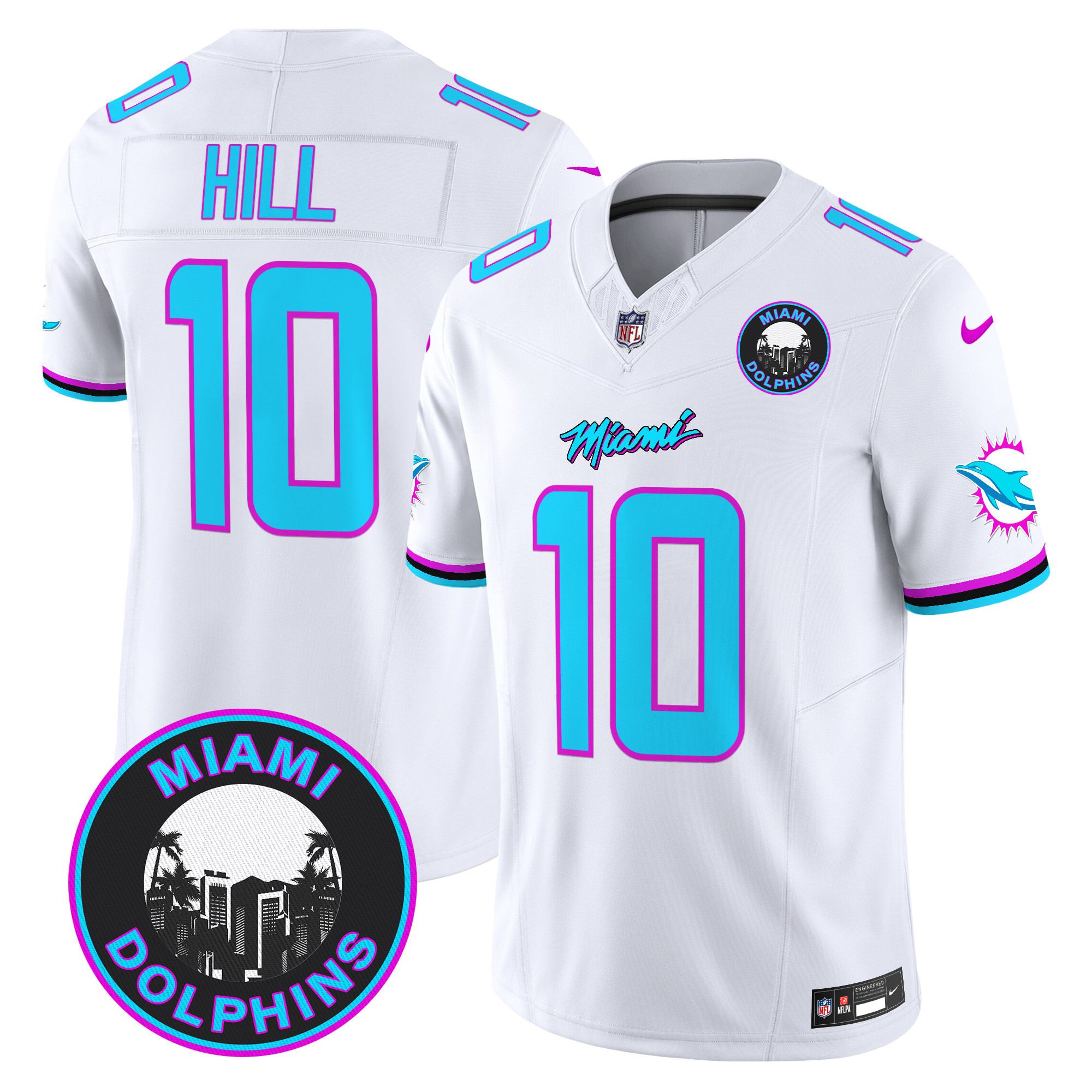Tyreek Hill Men's Miami Dolphins "Miami Vice" Vapor Limited White Jersey - All Stitched