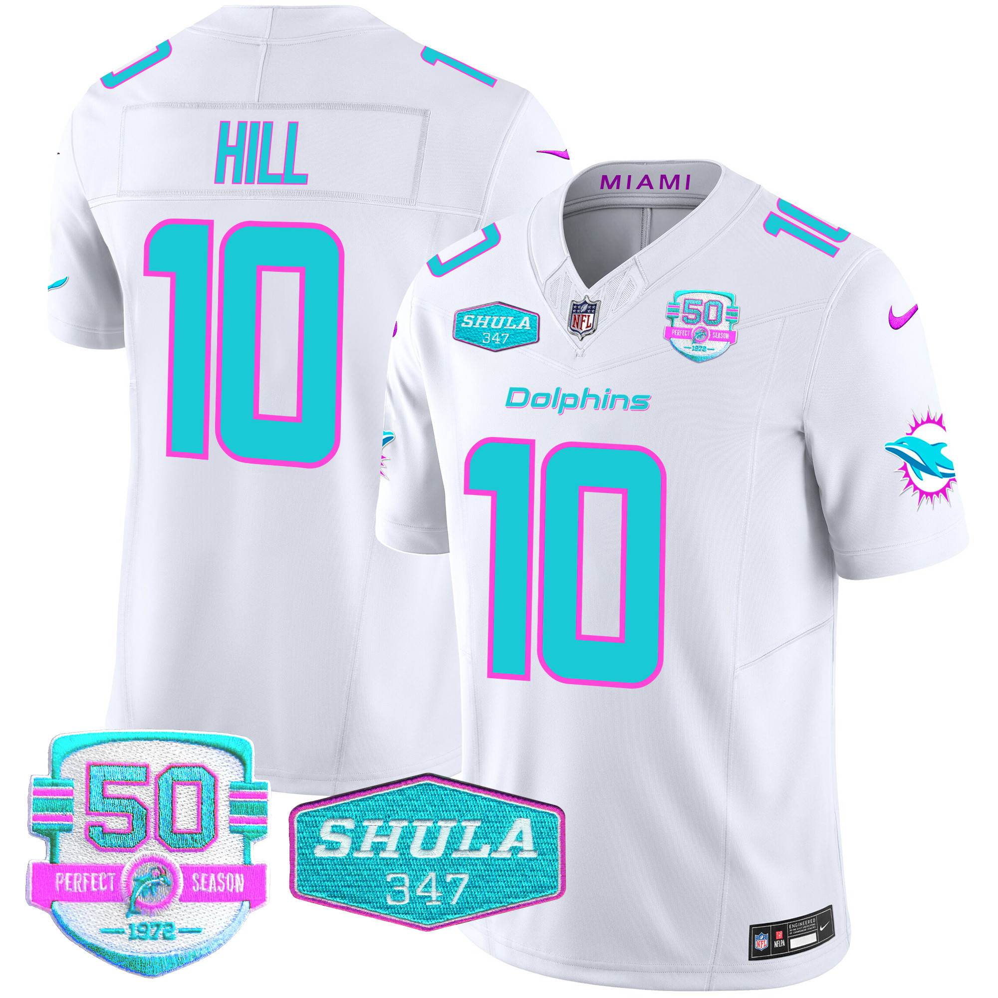 Tyreek Hill Men's Miami Dolphins "Miami Vice" Vapor Limited White Jersey - All Stitched