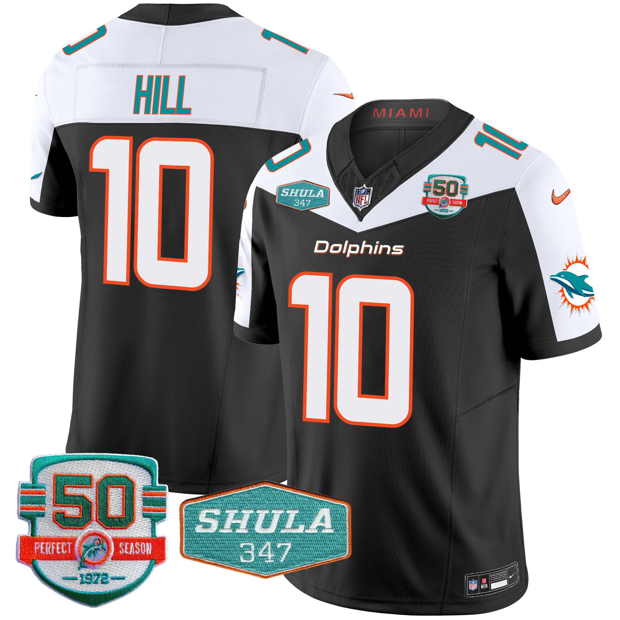 Tyreek Hill Men's Miami Dolphins Shula 347 Patch Vapor Limited Black Alternate Jersey - All Stitched
