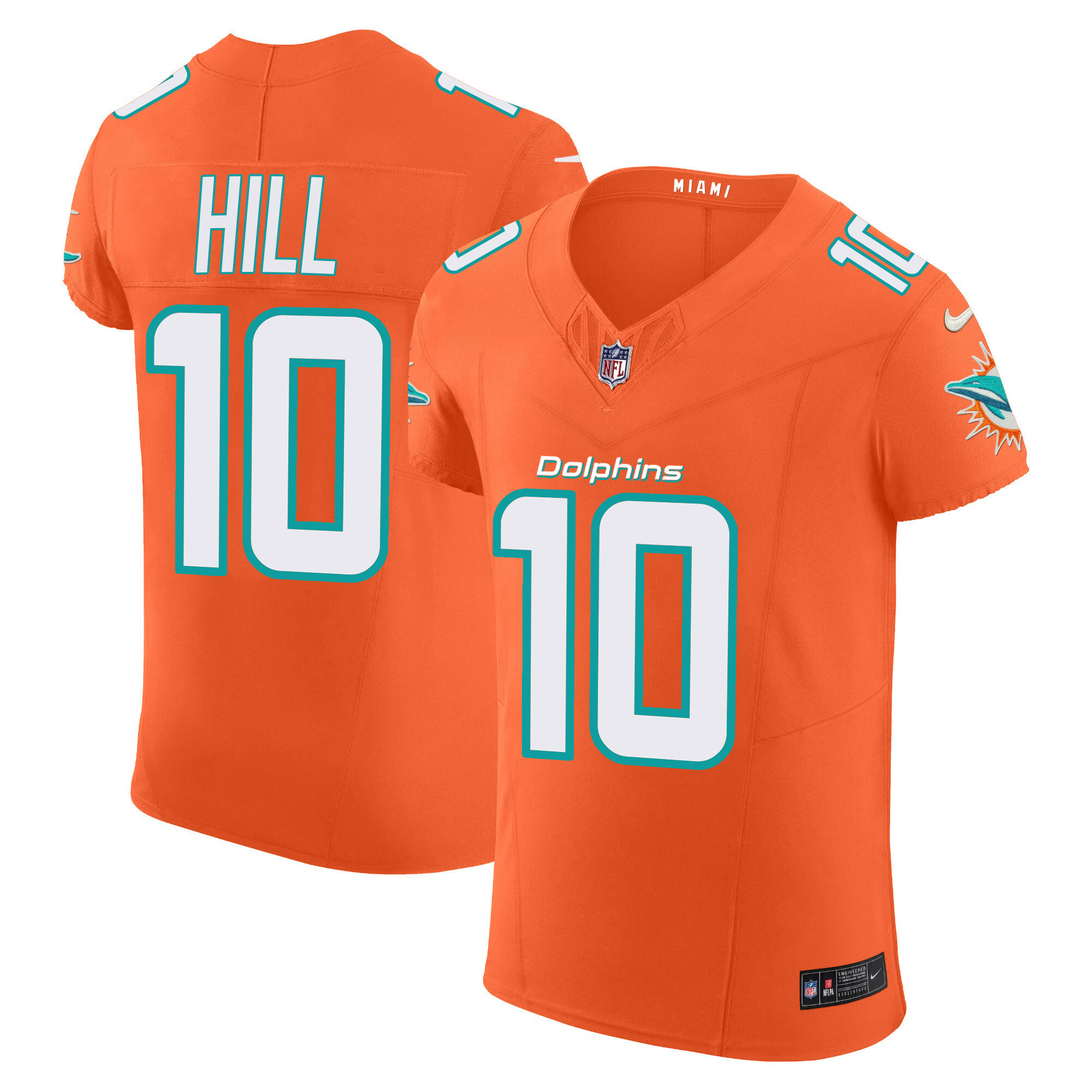 Tyreek Hill Men's Miami Dolphins Vapor Elite Orange Jersey - All Stitched