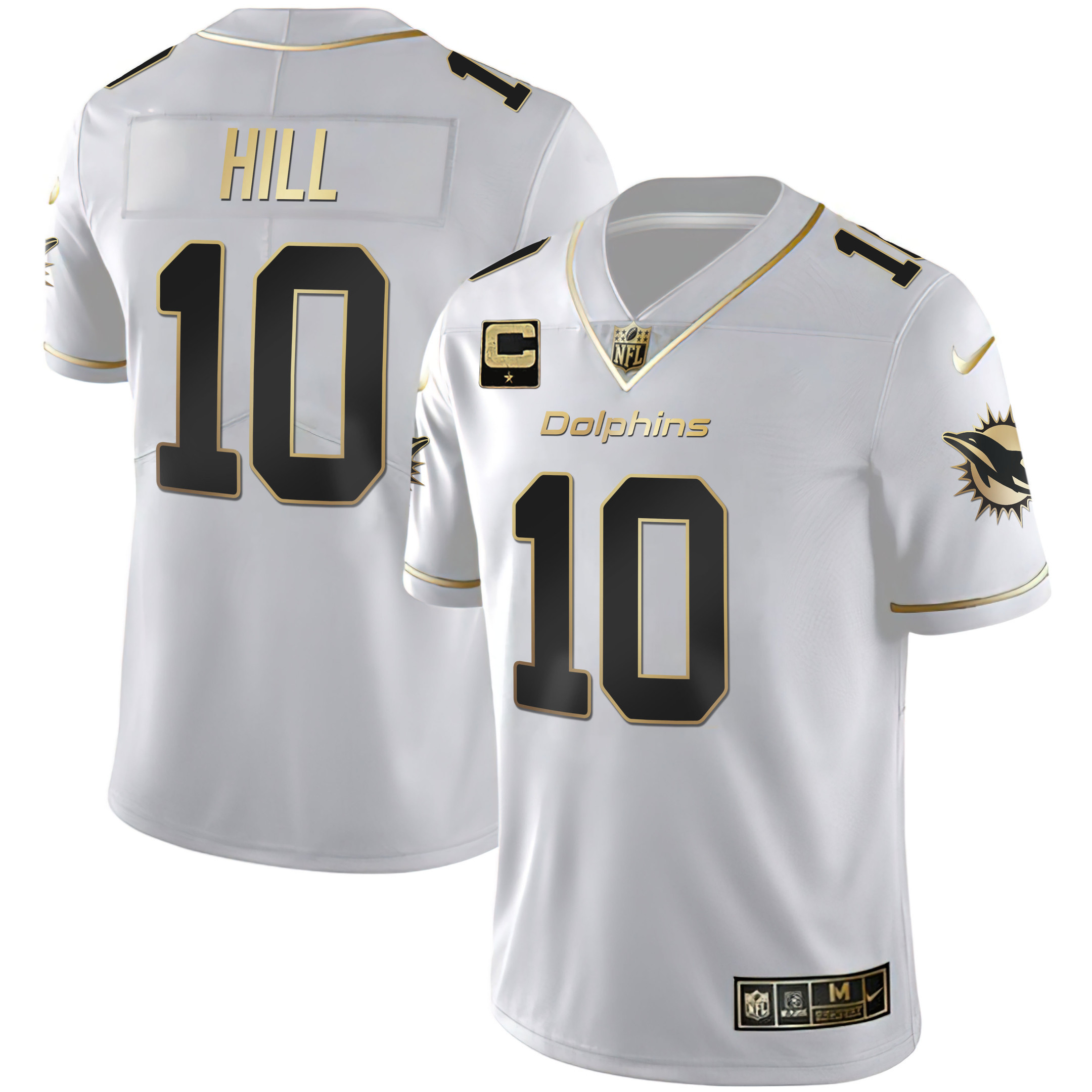 Tyreek Hill Men's Miami Dolphins White Gold & Black Gold White Gold Jersey - All Stitched