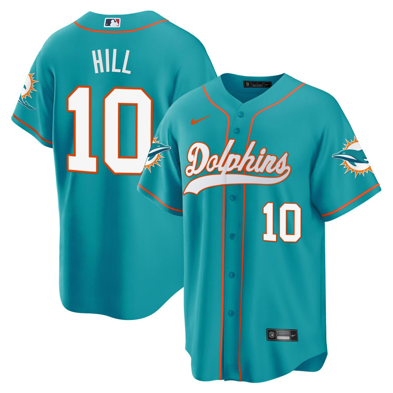 Tyreek Hill Men's Tyreek Hill Miami Dolphins Baseball Teal Aqua Jersey - All Stitched