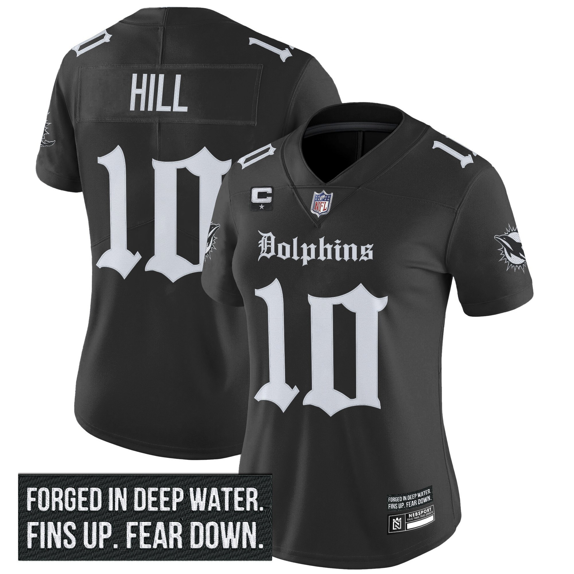 Tyreek Hill Women's Miami Dolphins 'Gothic Deep Water Edition' Vapor Limited Black Jersey - All Stitched