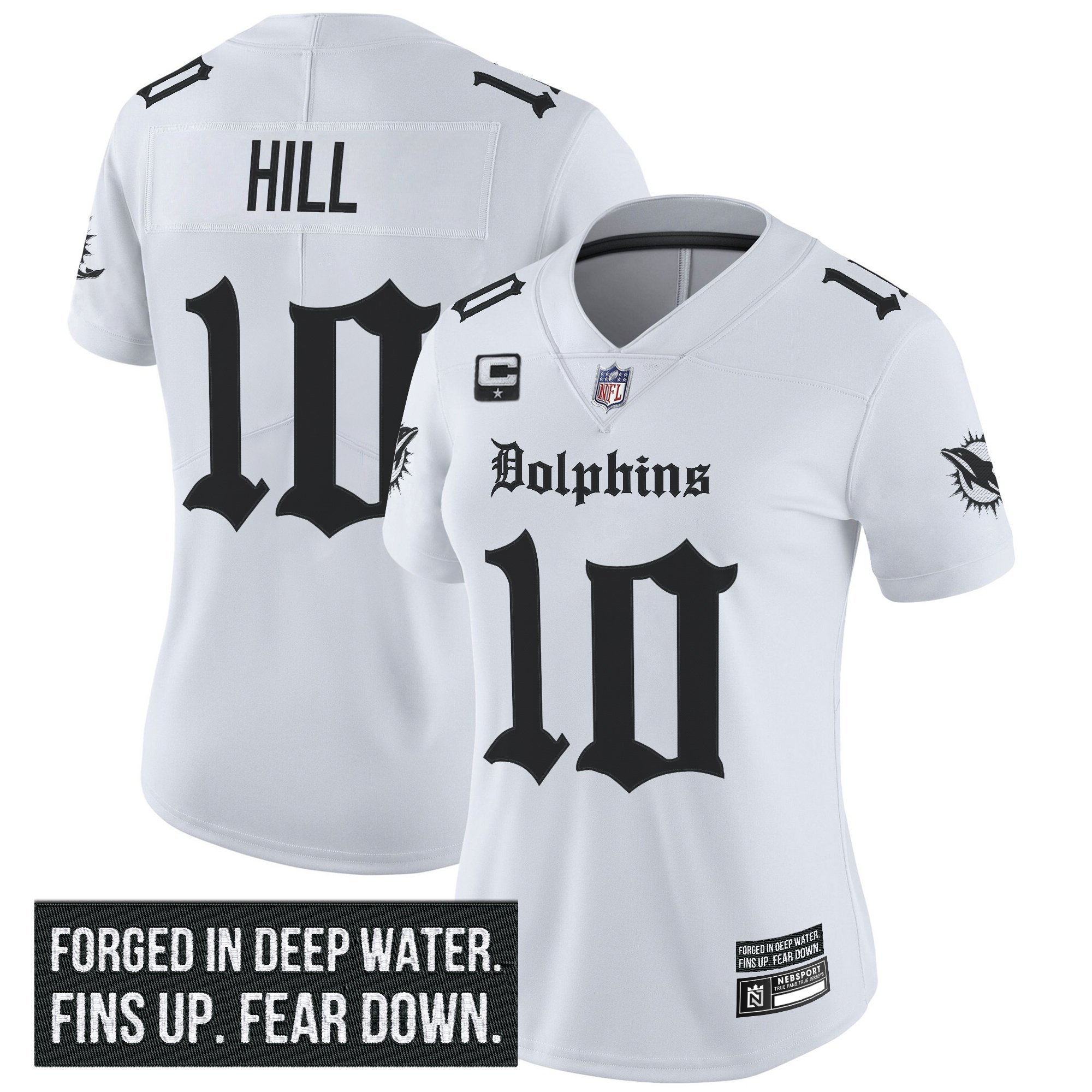 Tyreek Hill Women's Miami Dolphins 'Gothic Deep Water Edition' Vapor Limited White Jersey - All Stitched