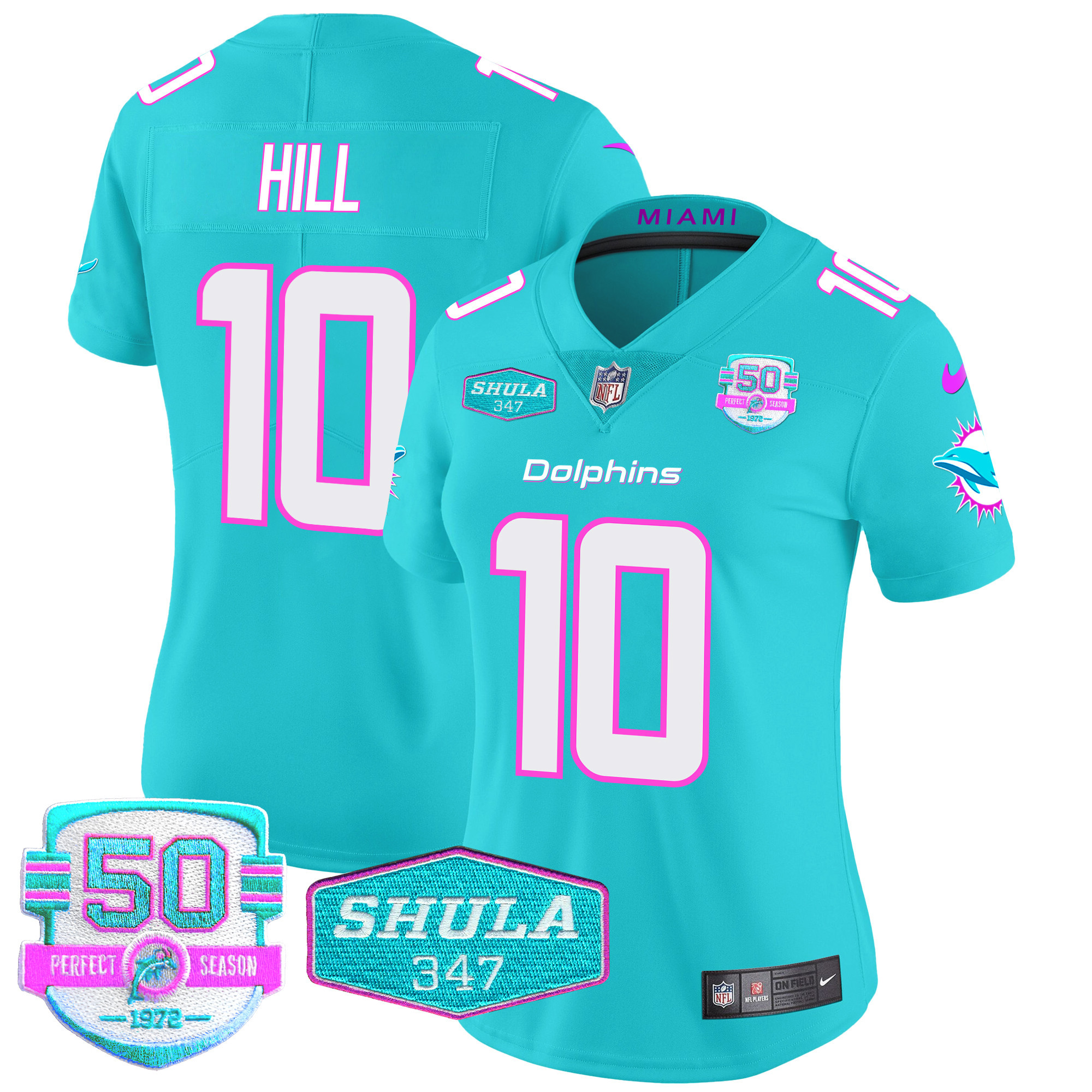 Tyreek Hill Women's Miami Dolphins "Miami Vice" Vapor Limited Aqua Jersey - All Stitched