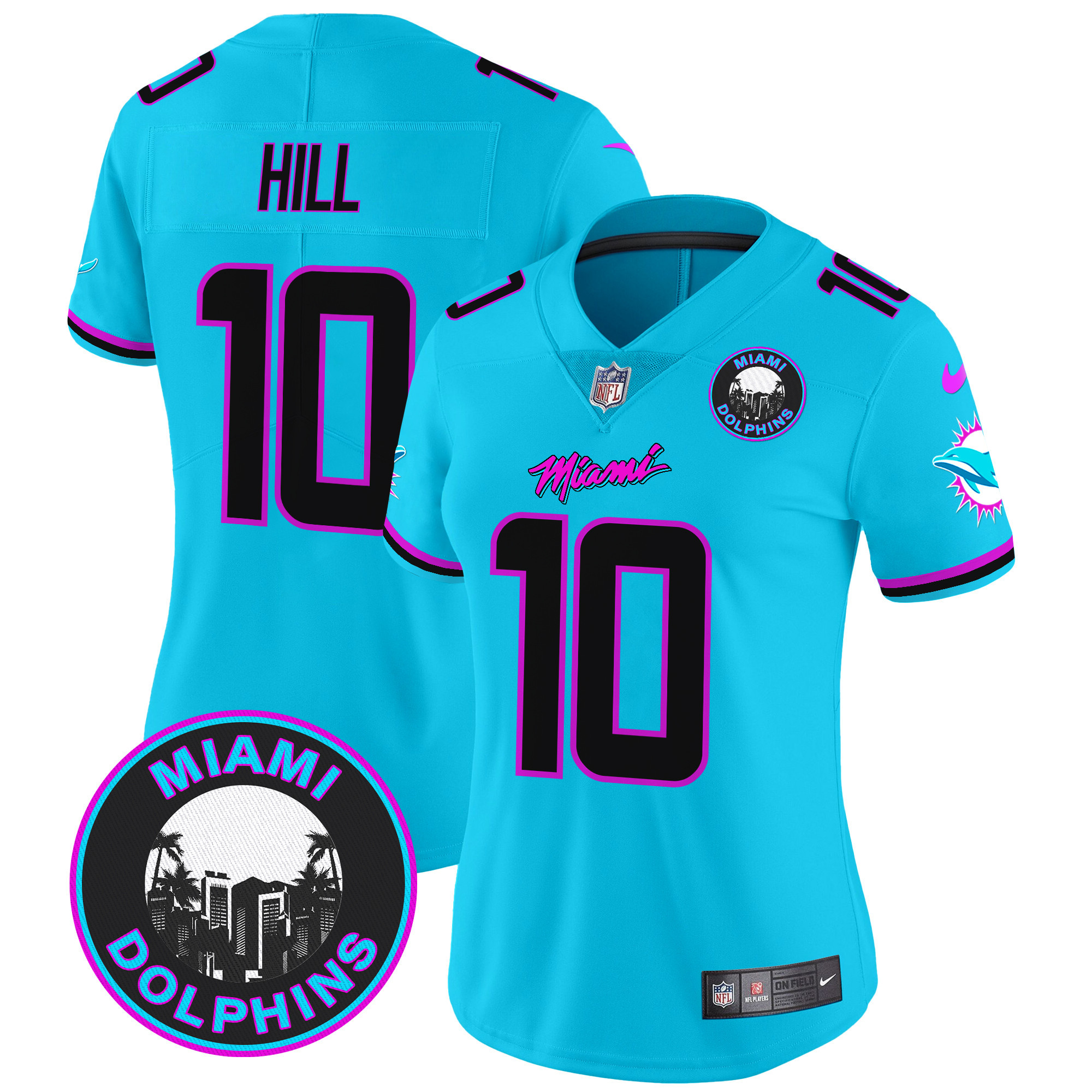 Tyreek Hill Women's Miami Dolphins "Miami Vice" Vapor Limited Aqua Jersey - All Stitched