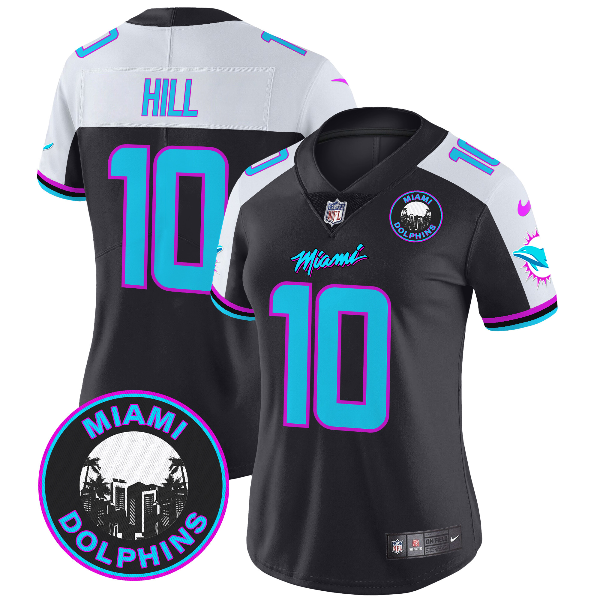 Tyreek Hill Women's Miami Dolphins "Miami Vice" Vapor Limited Black Alternate Jersey - All Stitched
