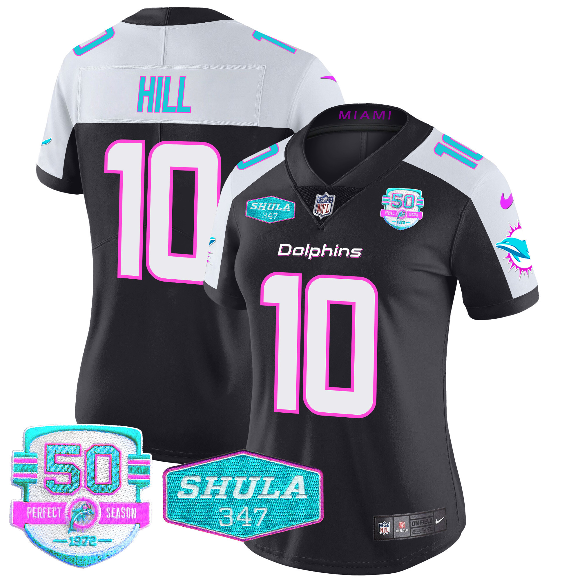 Tyreek Hill Women's Miami Dolphins "Miami Vice" Vapor Limited Black Alternate Jersey - All Stitched