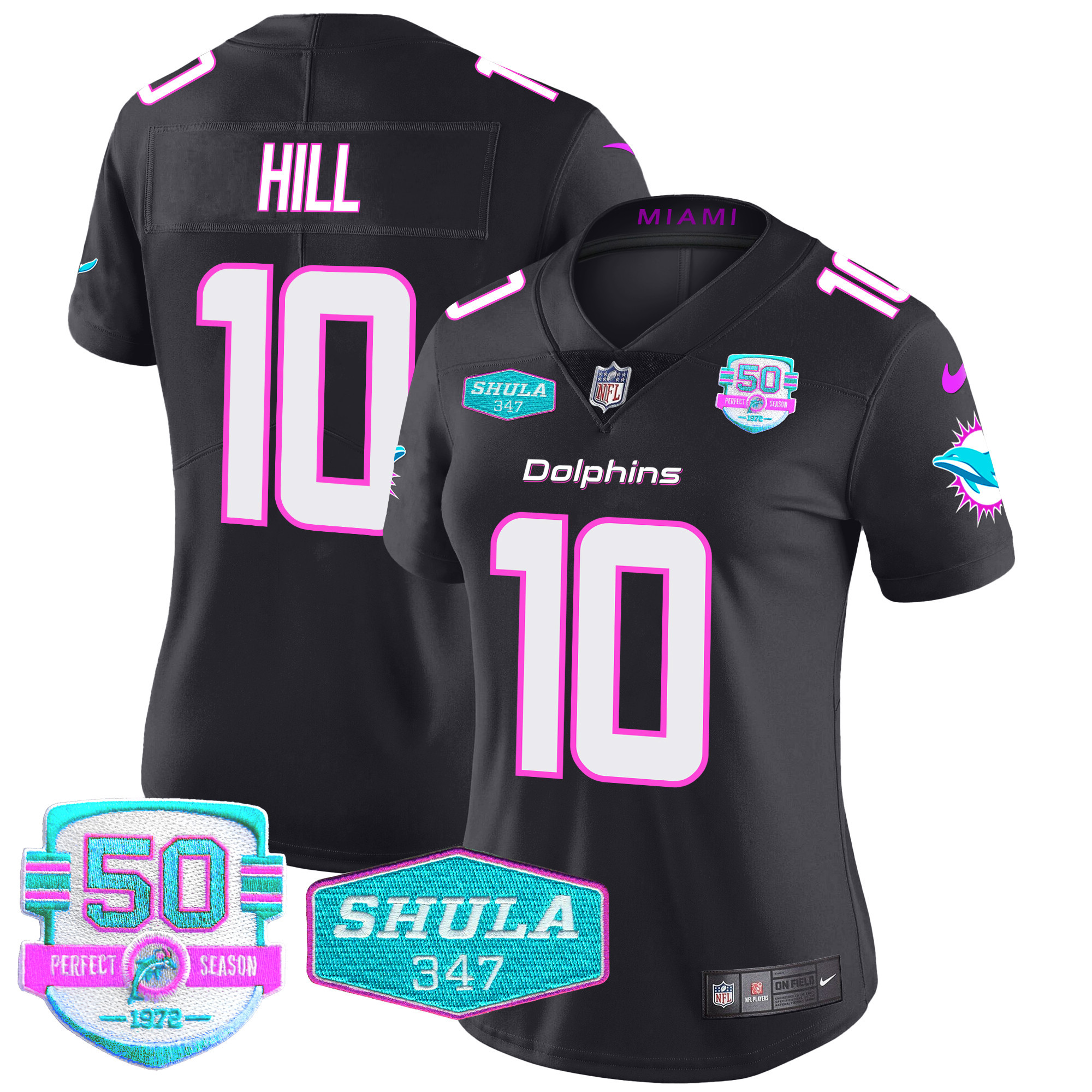 Tyreek Hill Women's Miami Dolphins "Miami Vice" Vapor Limited Black Jersey - All Stitched