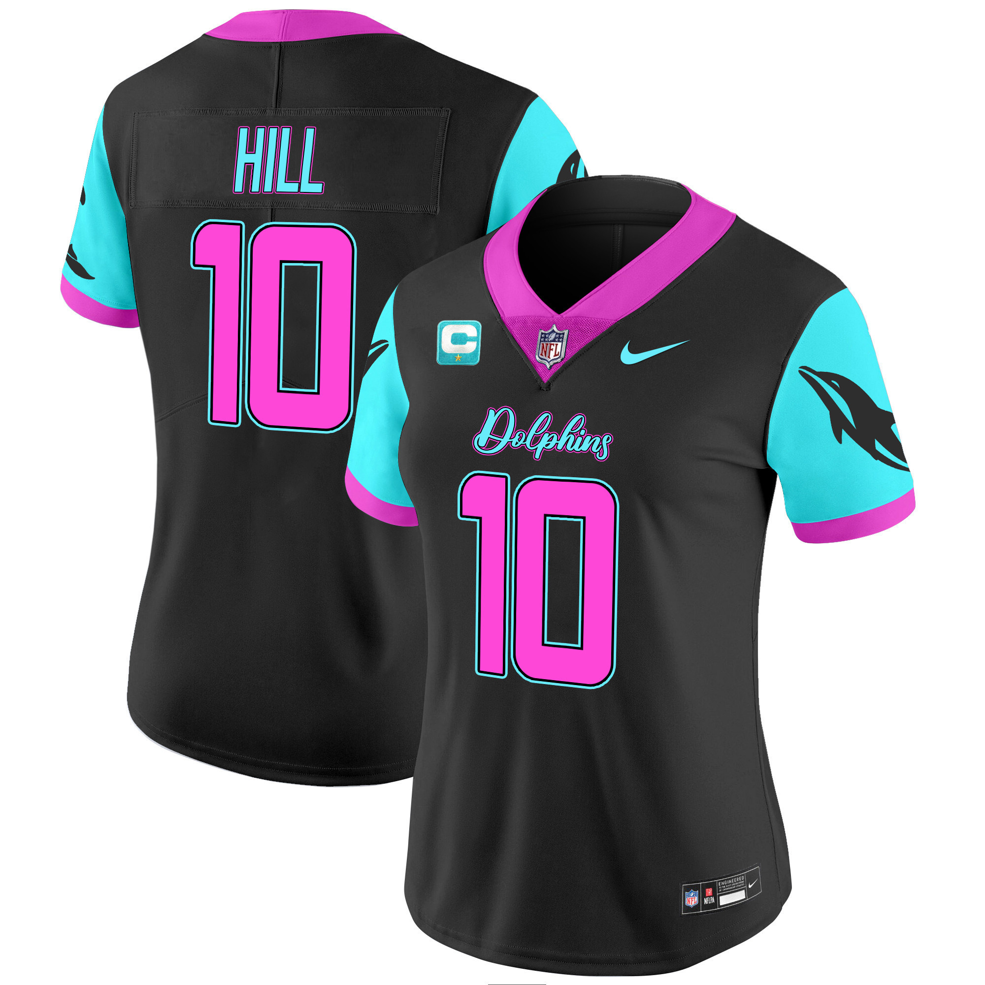 Tyreek Hill Women's Miami Dolphins Miami Vice Vapor Limited Black Jersey - All Stitched