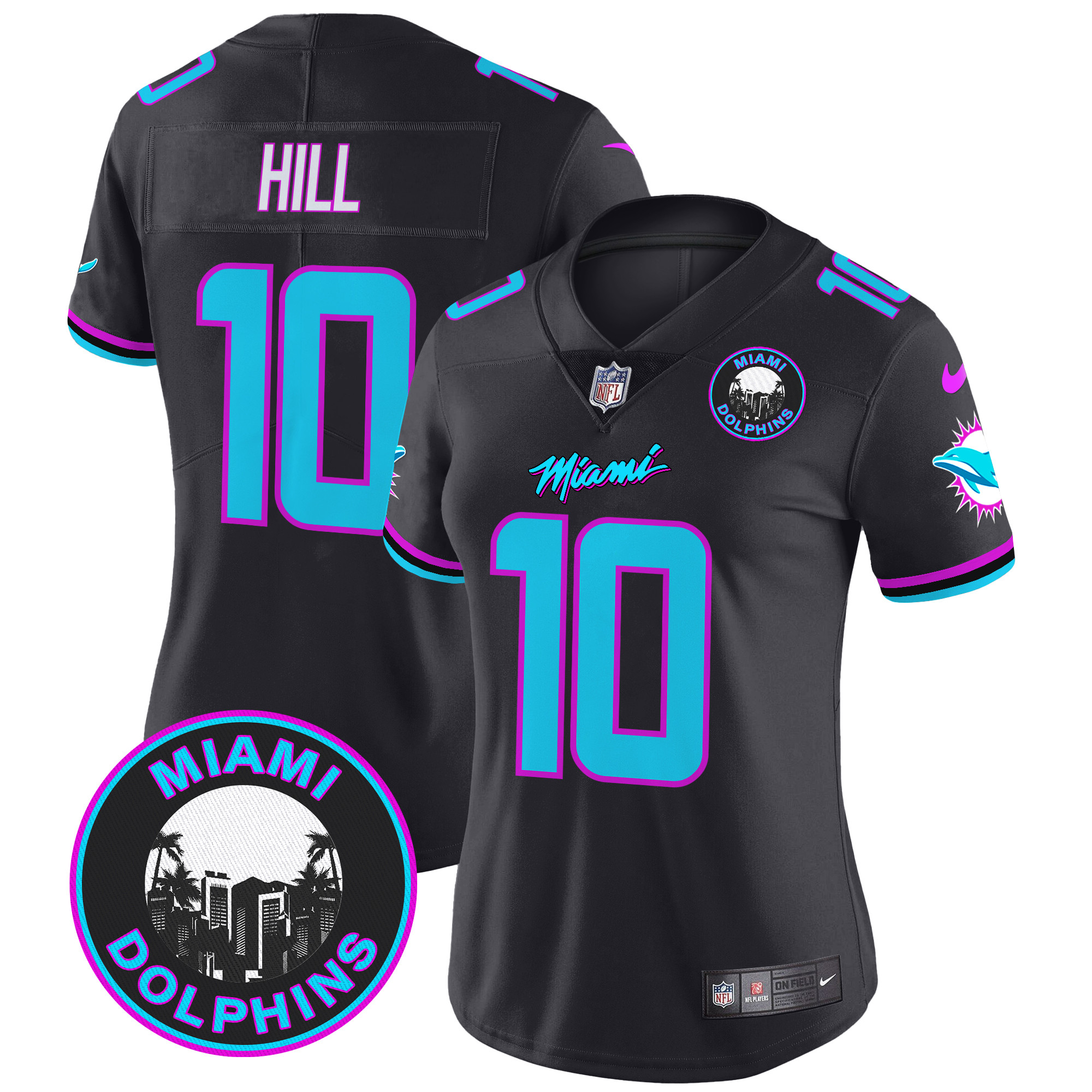 Tyreek Hill Women's Miami Dolphins "Miami Vice" Vapor Limited Black Jersey - All Stitched