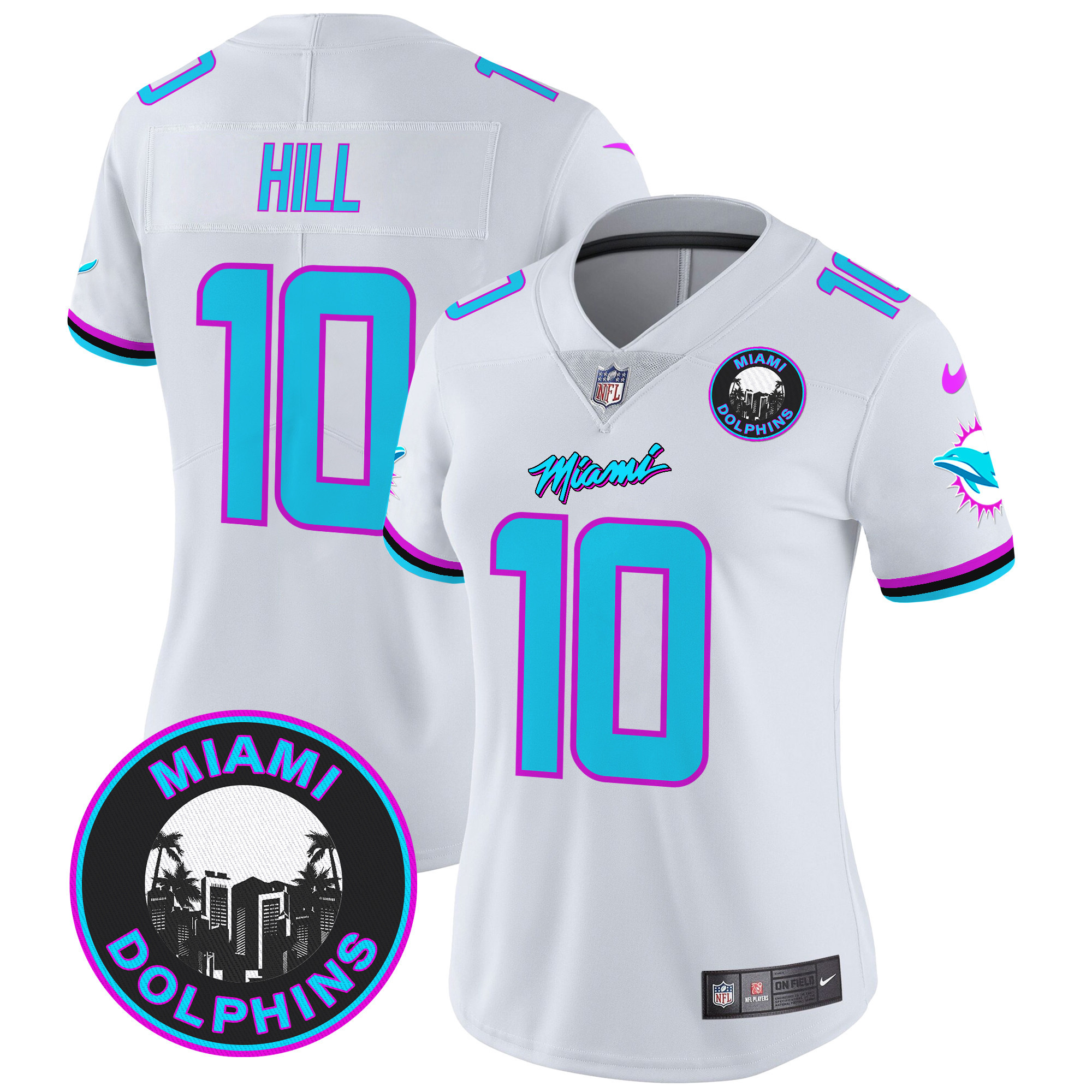 Tyreek Hill Women's Miami Dolphins "Miami Vice" Vapor Limited White Jersey - All Stitched