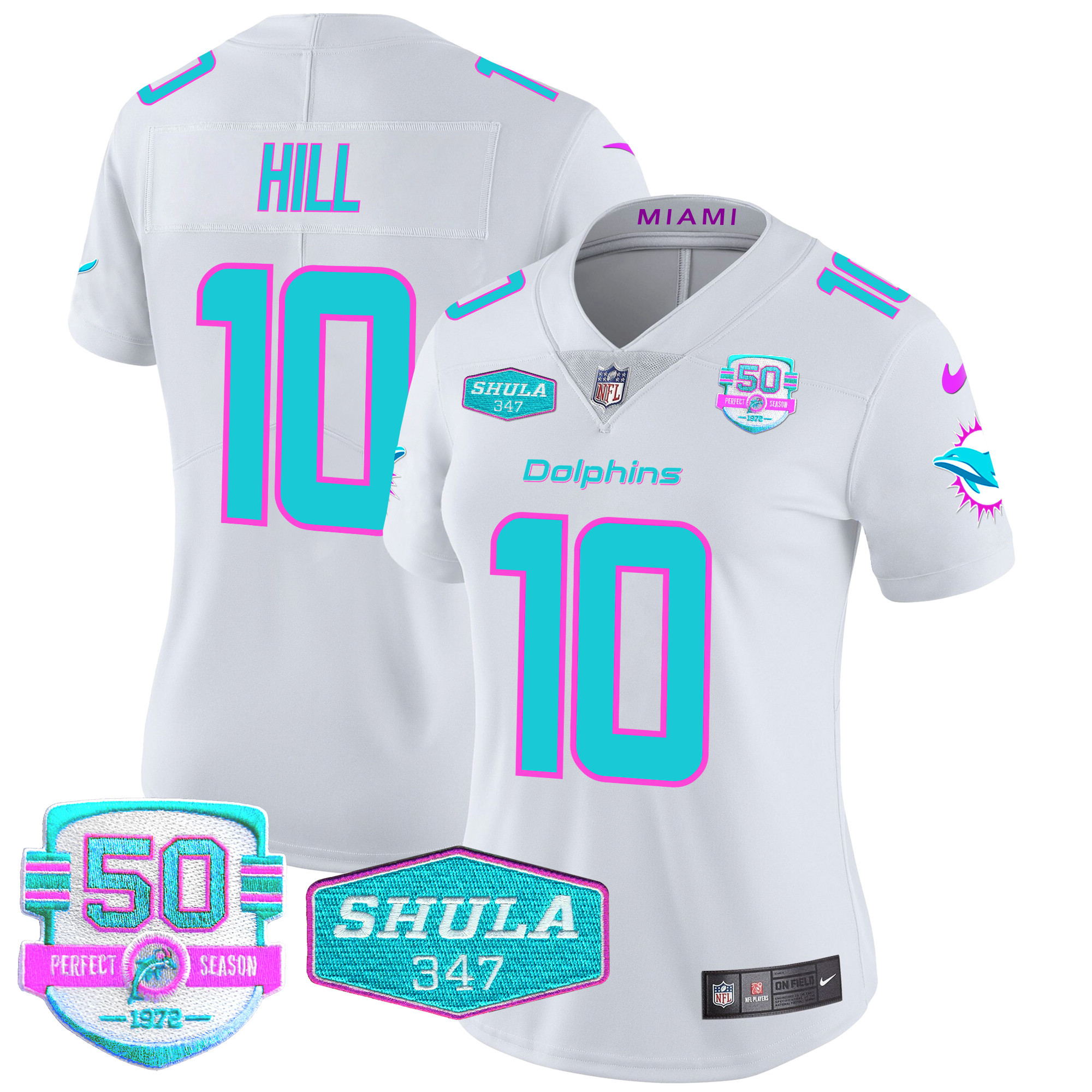 Tyreek Hill Women's Miami Dolphins "Miami Vice" Vapor Limited White Jersey - All Stitched