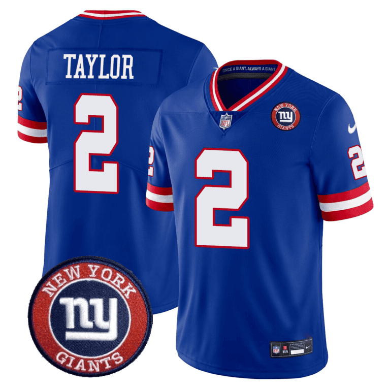 Tyrod Taylor Men's New York Giants Logo Patch Limited Royal Jersey - All Stitched