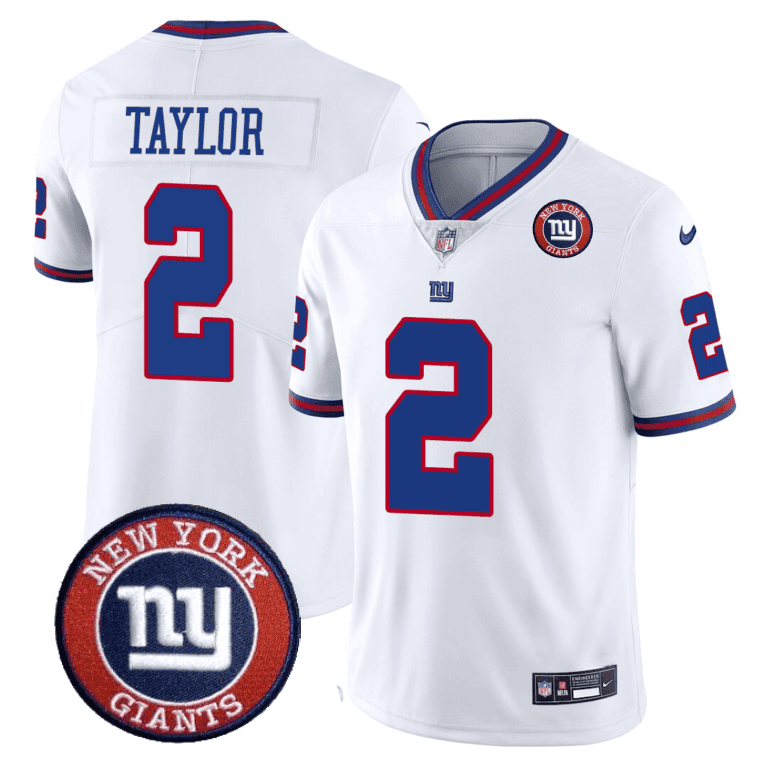 Tyrod Taylor Men's New York Giants Logo Patch Limited White Jersey - All Stitched