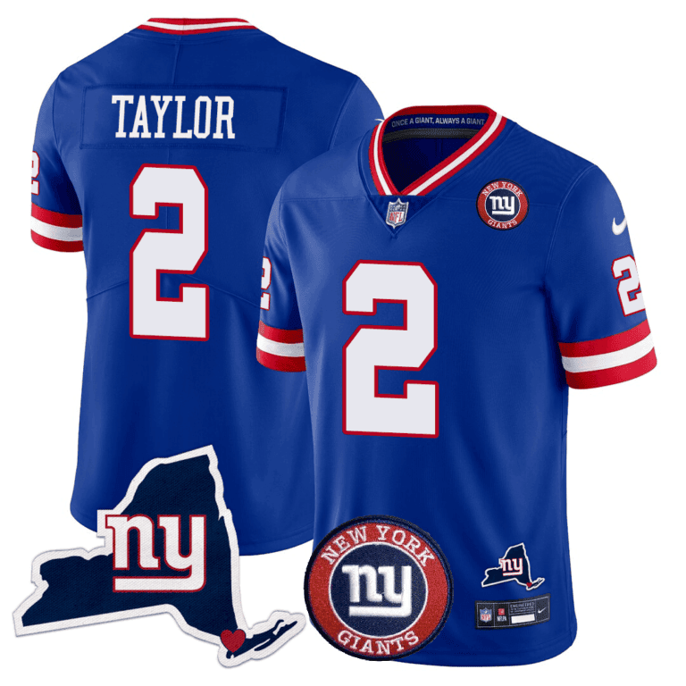 Tyrod Taylor Men's New York Giants New York State & Logo Patch Limited Royal Jersey - All Stitched