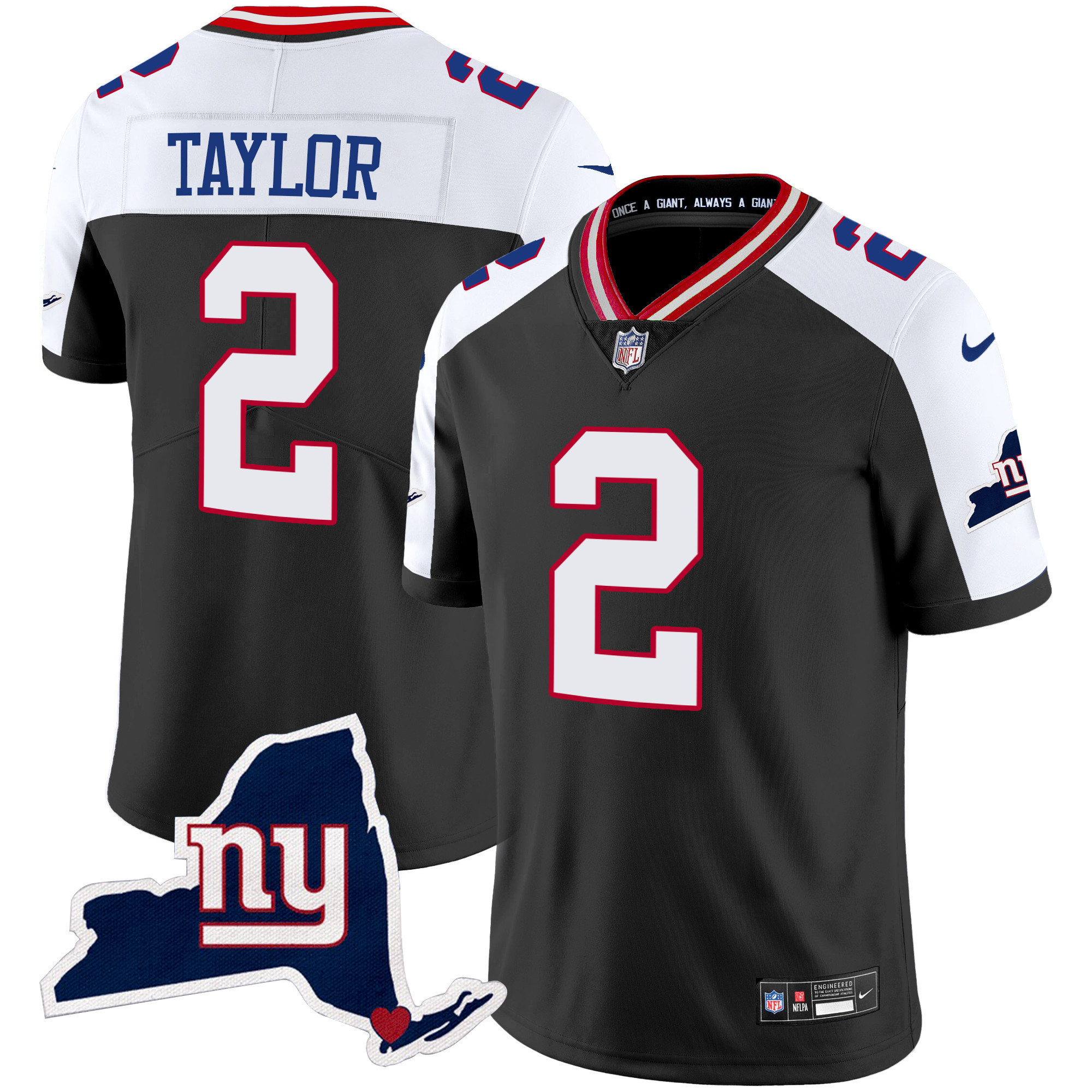 Tyrod Taylor Men's New York Giants New York State Map Patch Limited Black Alternate Jersey - All Stitched