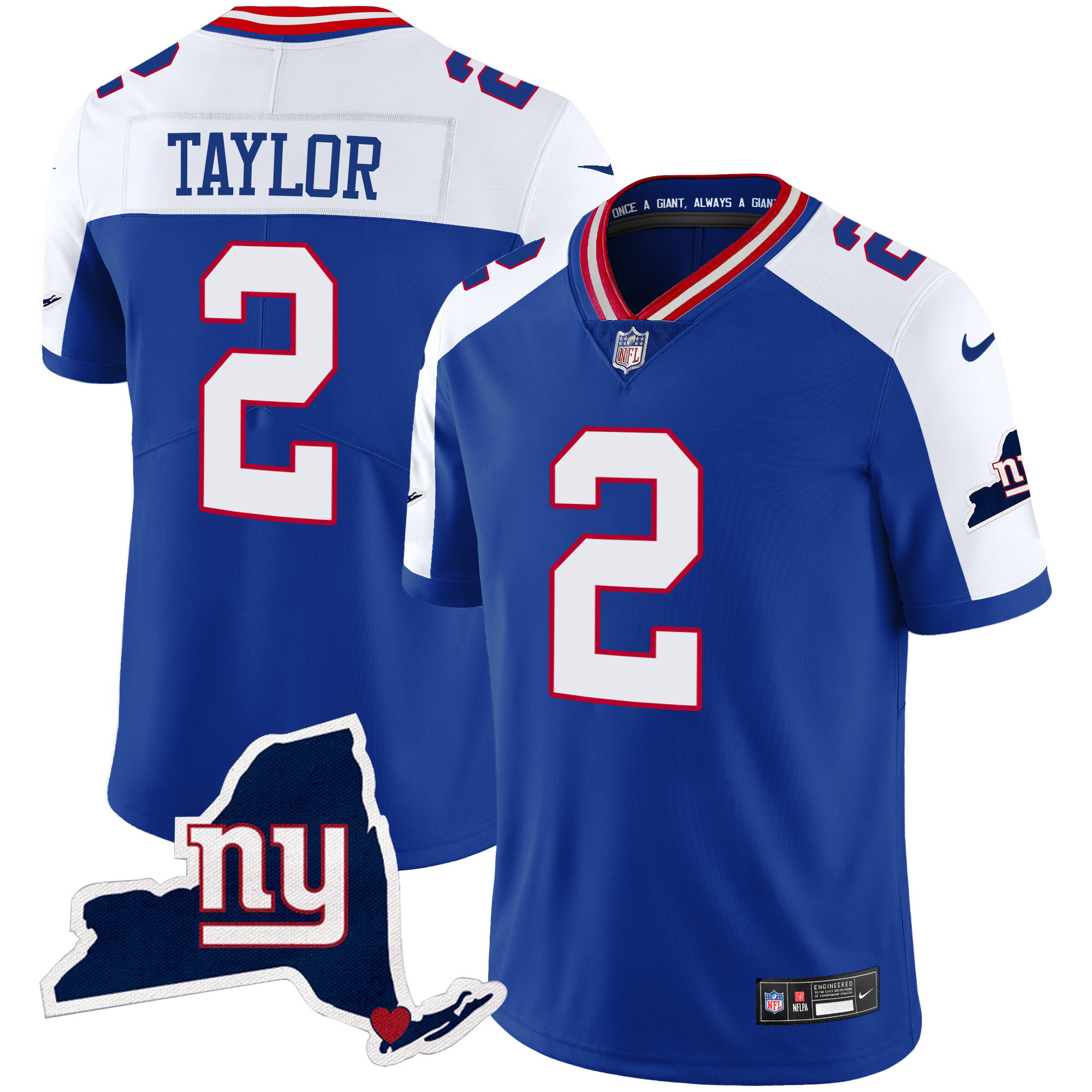 Tyrod Taylor Men's New York Giants New York State Map Patch Limited Royal Alternate Jersey - All Stitched