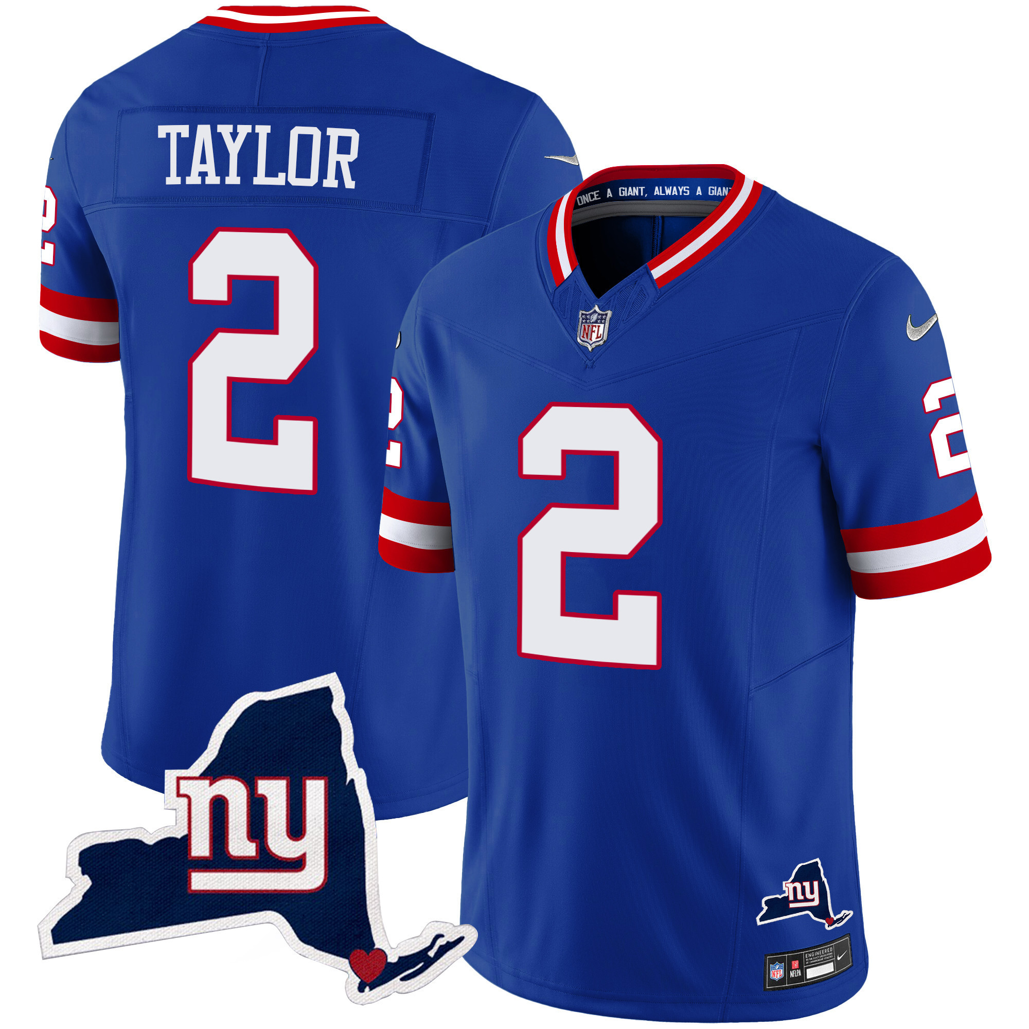 Tyrod Taylor Men's New York Giants New York State Map Patch Limited Royal Jersey - All Stitched