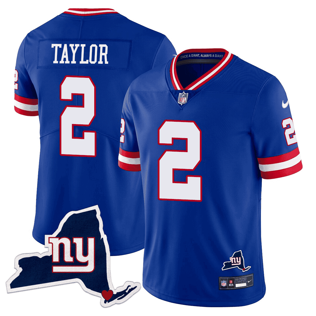 Tyrod Taylor Men's New York Giants New York State Map Patch Limited Royal Jersey - All Stitched