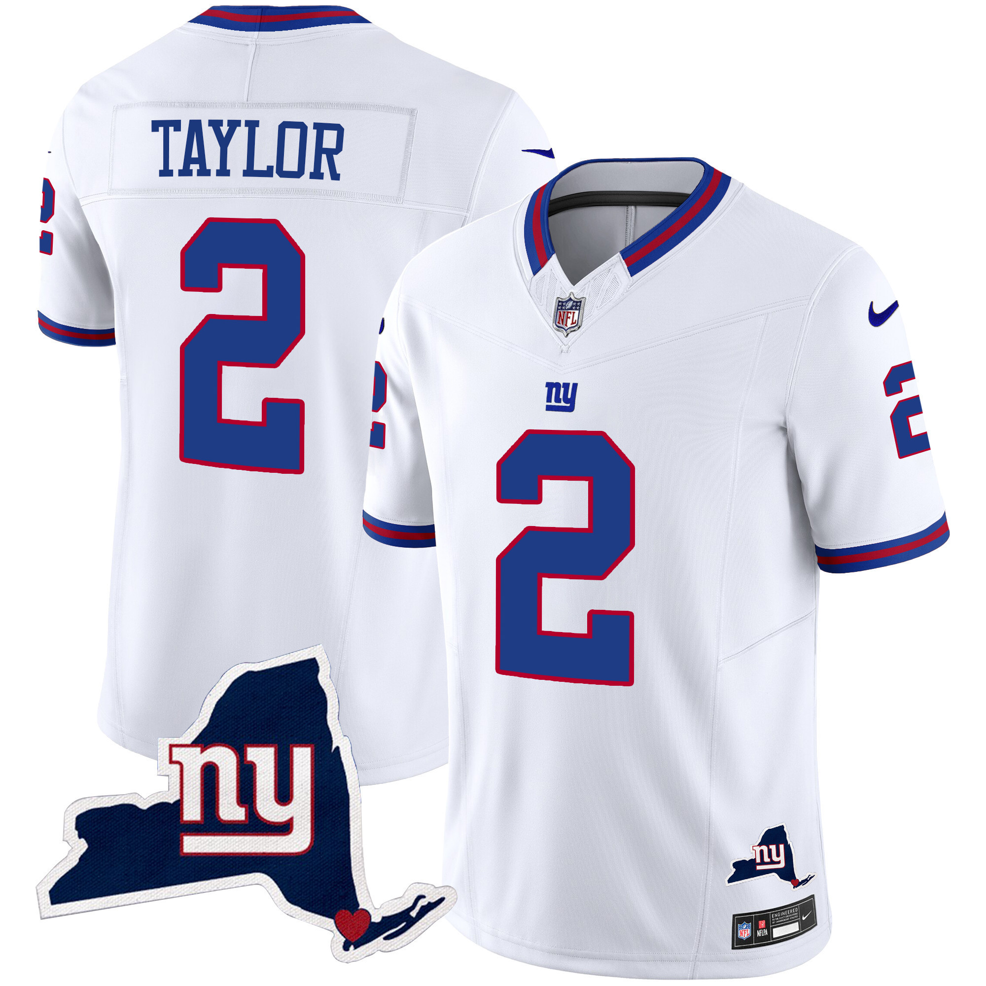 Tyrod Taylor Men's New York Giants New York State Map Patch Limited White Jersey - All Stitched