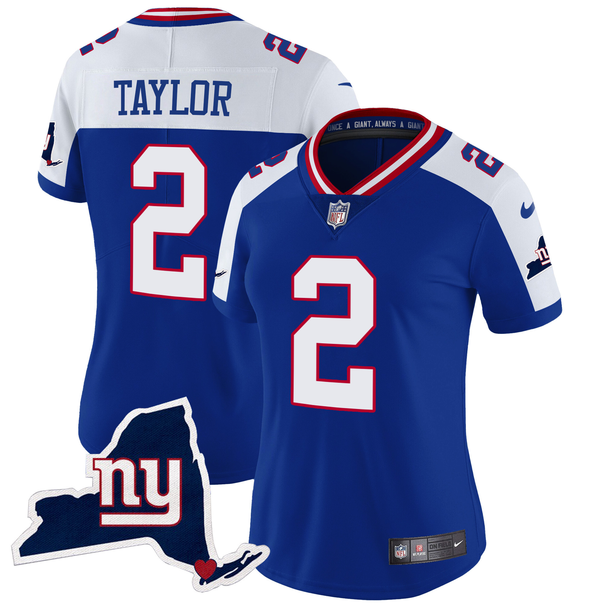 Tyrod Taylor Women's New York Giants New York State Map Patch Limited Royal Alternate Jersey - All Stitched