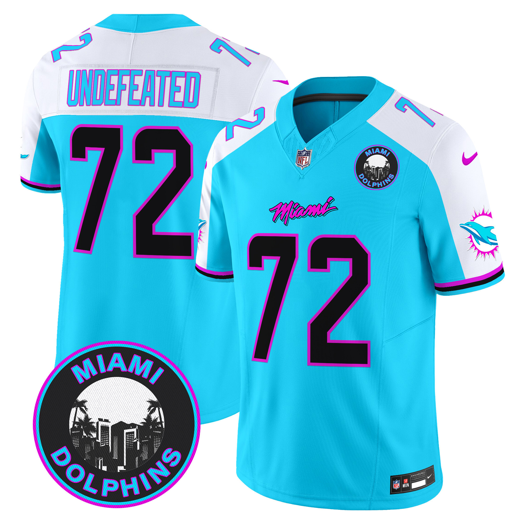 Undefeated Men's Miami Dolphins "Miami Vice" Vapor Limited Aqua Alternate Jersey - All Stitched