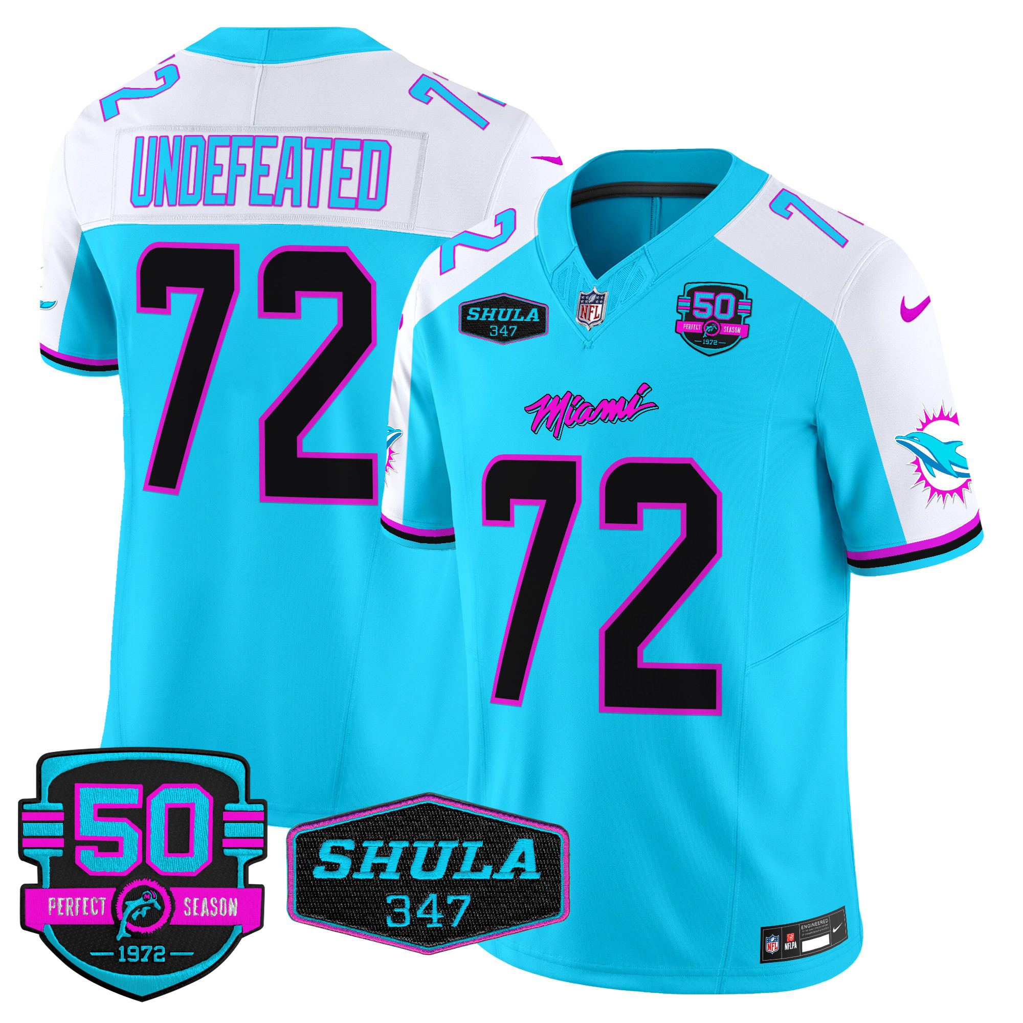 Undefeated Men's Miami Dolphins "Miami Vice" Vapor Limited Aqua Alternate Jersey - All Stitched