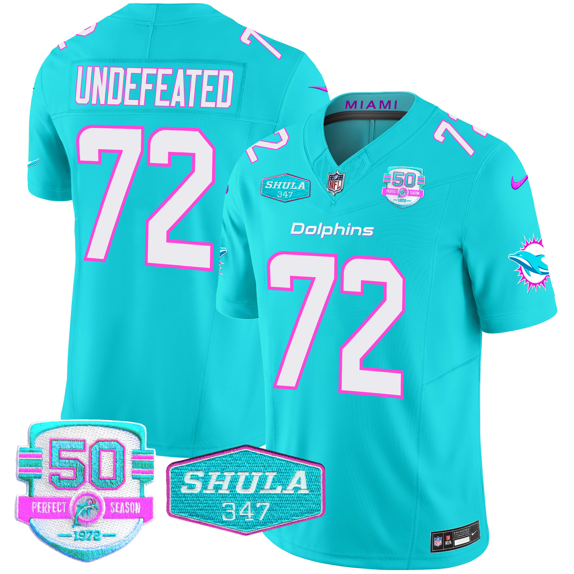 Undefeated Men's Miami Dolphins "Miami Vice" Vapor Limited Aqua Jersey - All Stitched