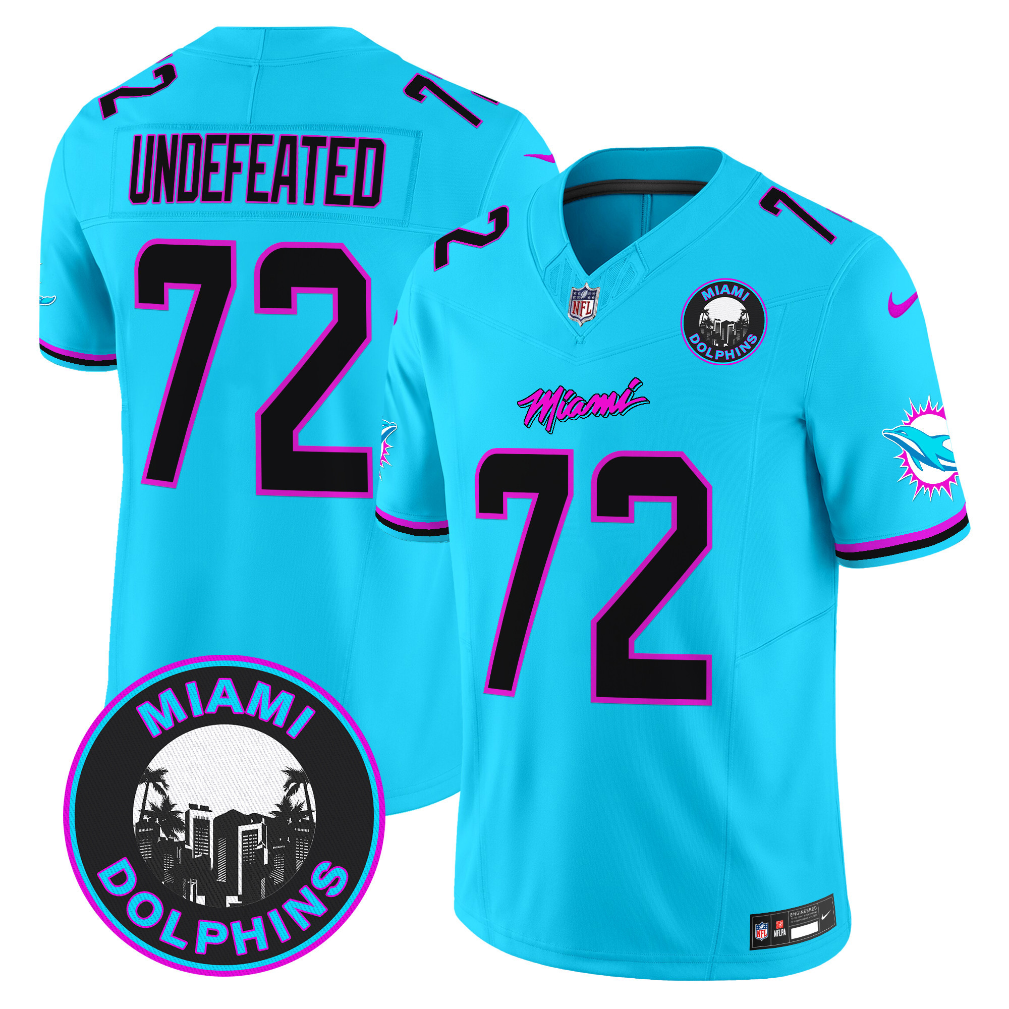 Undefeated Men's Miami Dolphins "Miami Vice" Vapor Limited Aqua Jersey - All Stitched