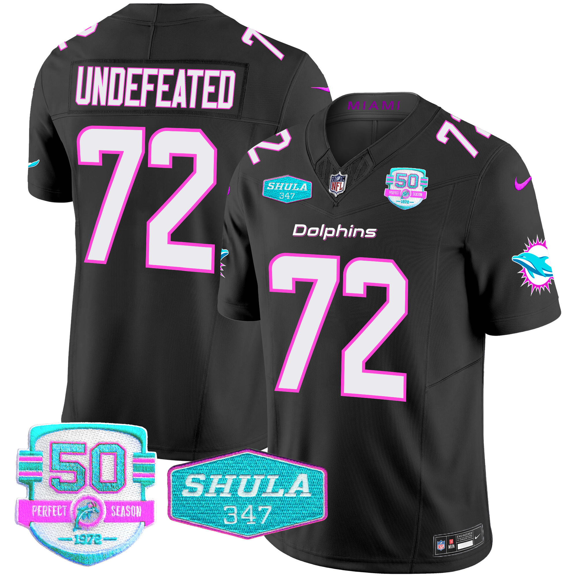 Undefeated Men's Miami Dolphins "Miami Vice" Vapor Limited Black Jersey - All Stitched