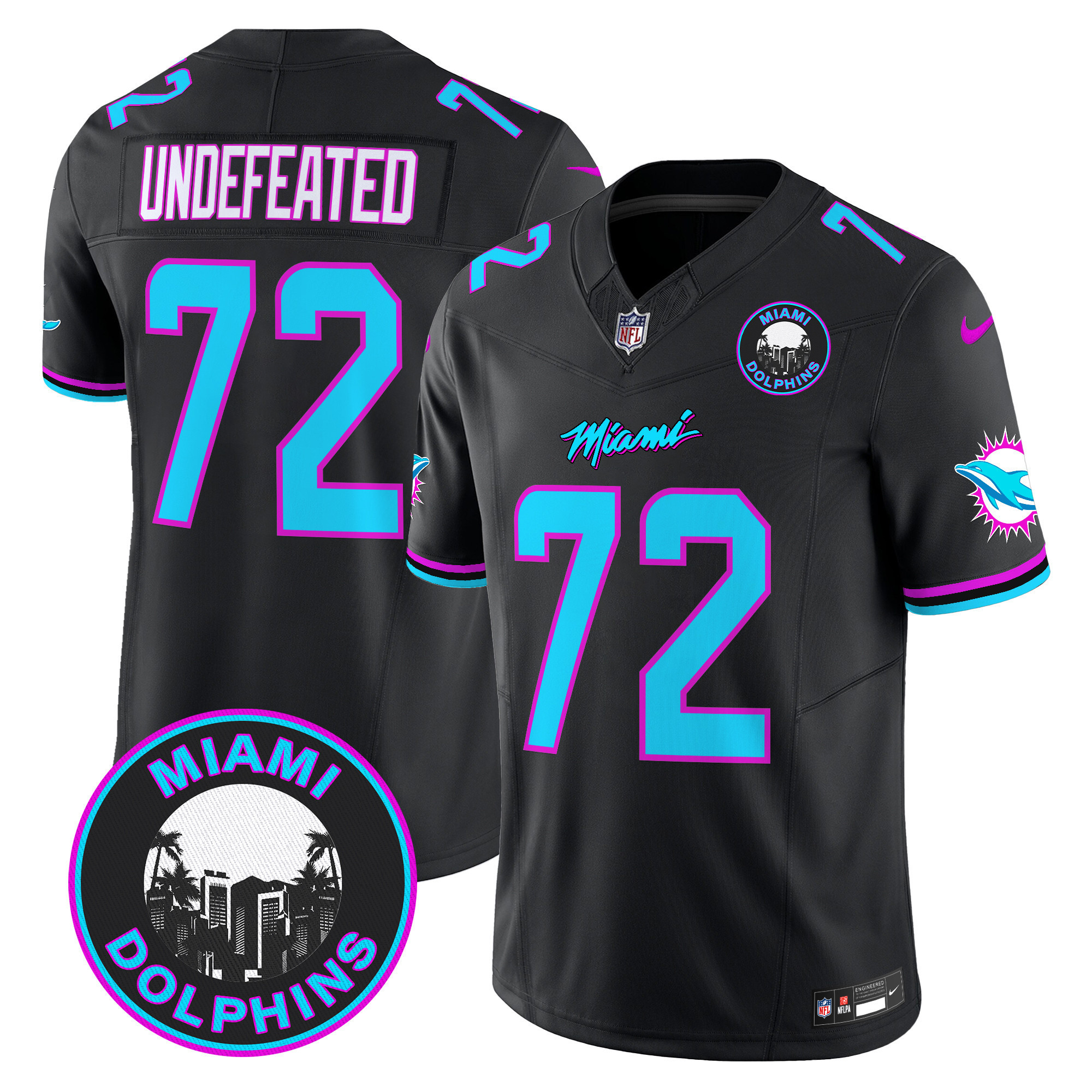Undefeated Men's Miami Dolphins "Miami Vice" Vapor Limited Black Jersey - All Stitched