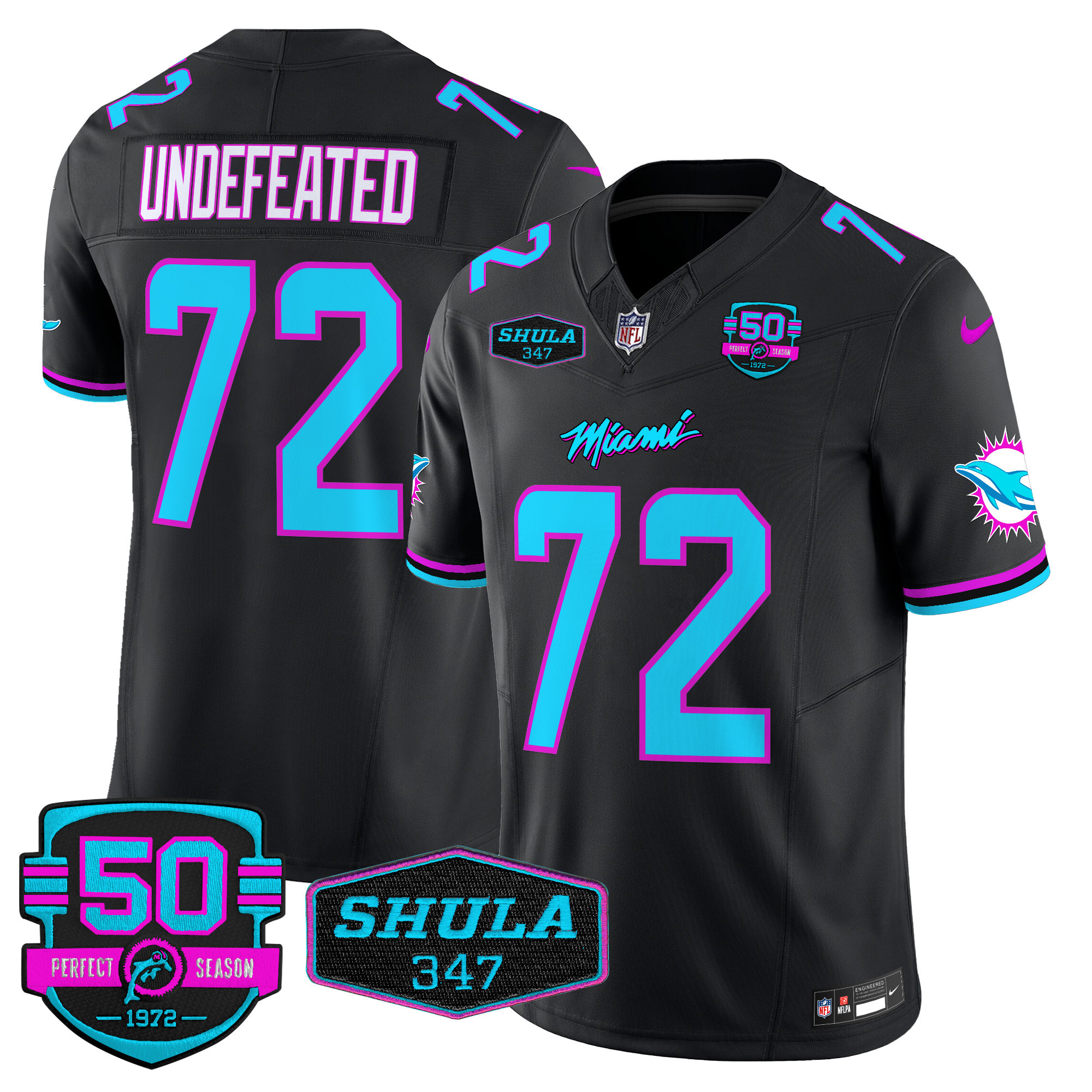 Undefeated Men's Miami Dolphins "Miami Vice" Vapor Limited Black Jersey - All Stitched